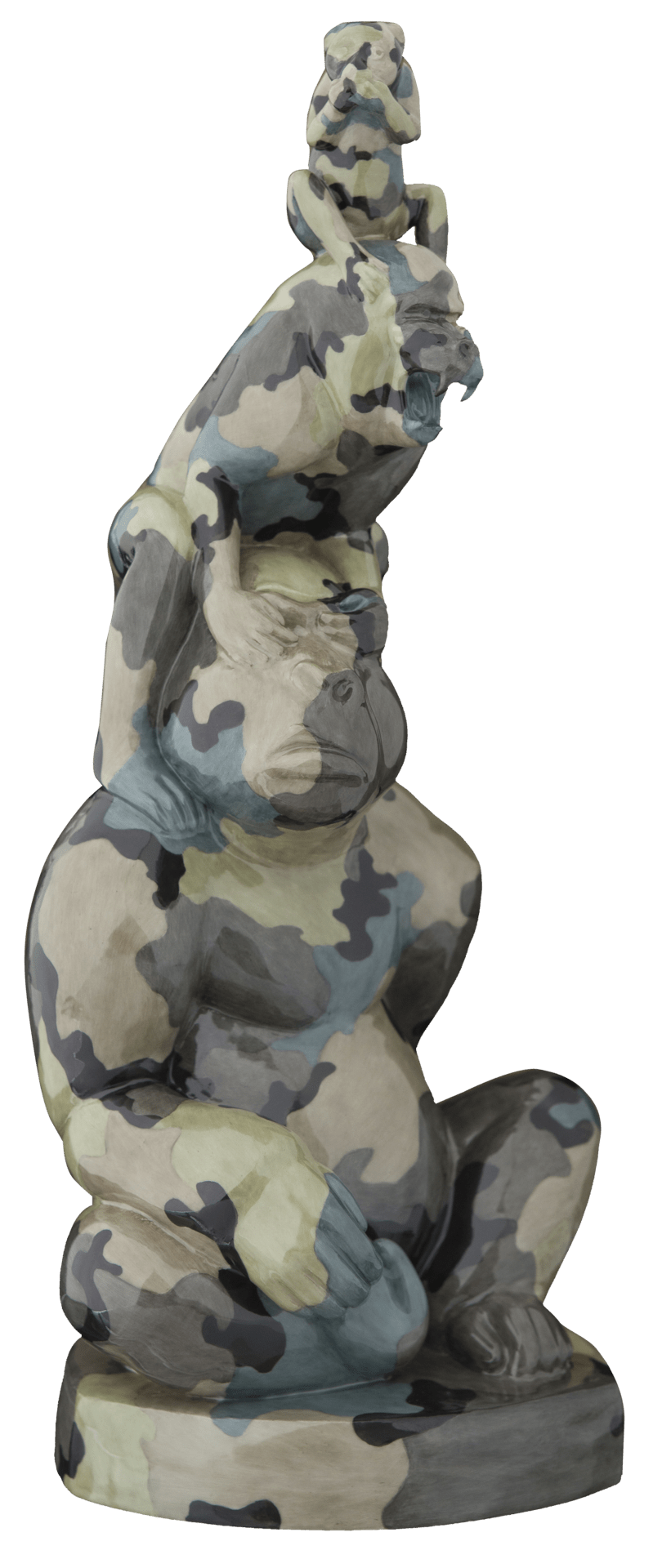 Figur Drei Affen Camouflage Look, H 41 cm | Meissen Atelier - Edition 65o002 - 78327 - Meissen Weimar
