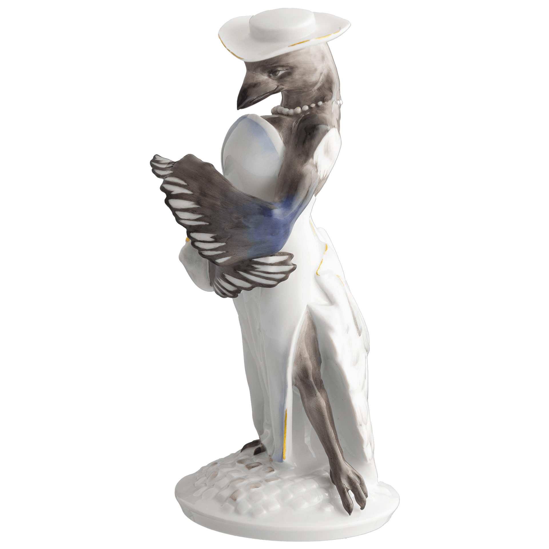 Figur Elster Bunt und gold staffiert, H 20 cm | Meissen Figuren - Edition Ladies & Gentlemen 900300 - 78059 - Meissen Weimar