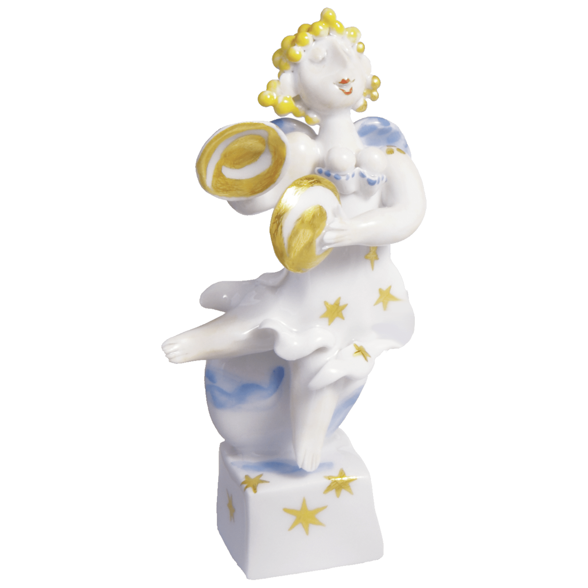 Figur Engel mit Becken, Gold, H 10 cm | Meissen Figuren - Edition Weihnachten 900300 - 83442 - Meissen Weimar