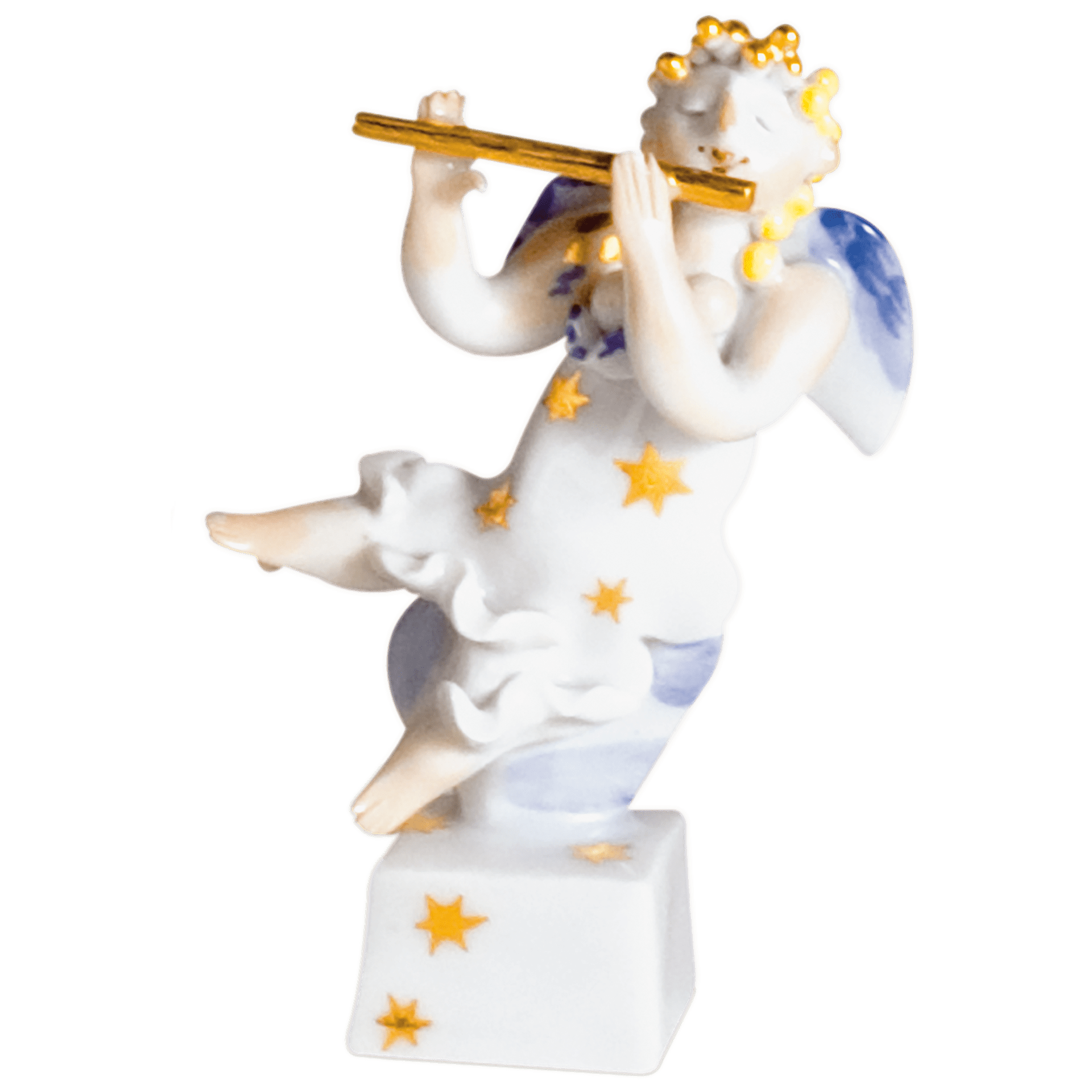 Figur Engel mit Querflöte, Gold, H 9,5 cm | Meissen Figuren Individuell 900300 - 83133 - Meissen Weimar