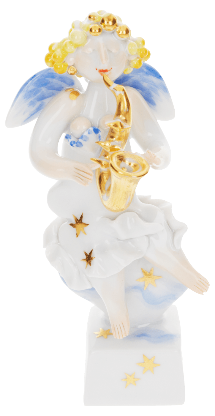 Figur Engel mit Saxophon, Gold, H 10 cm | Meissen Figuren Individuell 900300 - 83443 - Meissen Weimar
