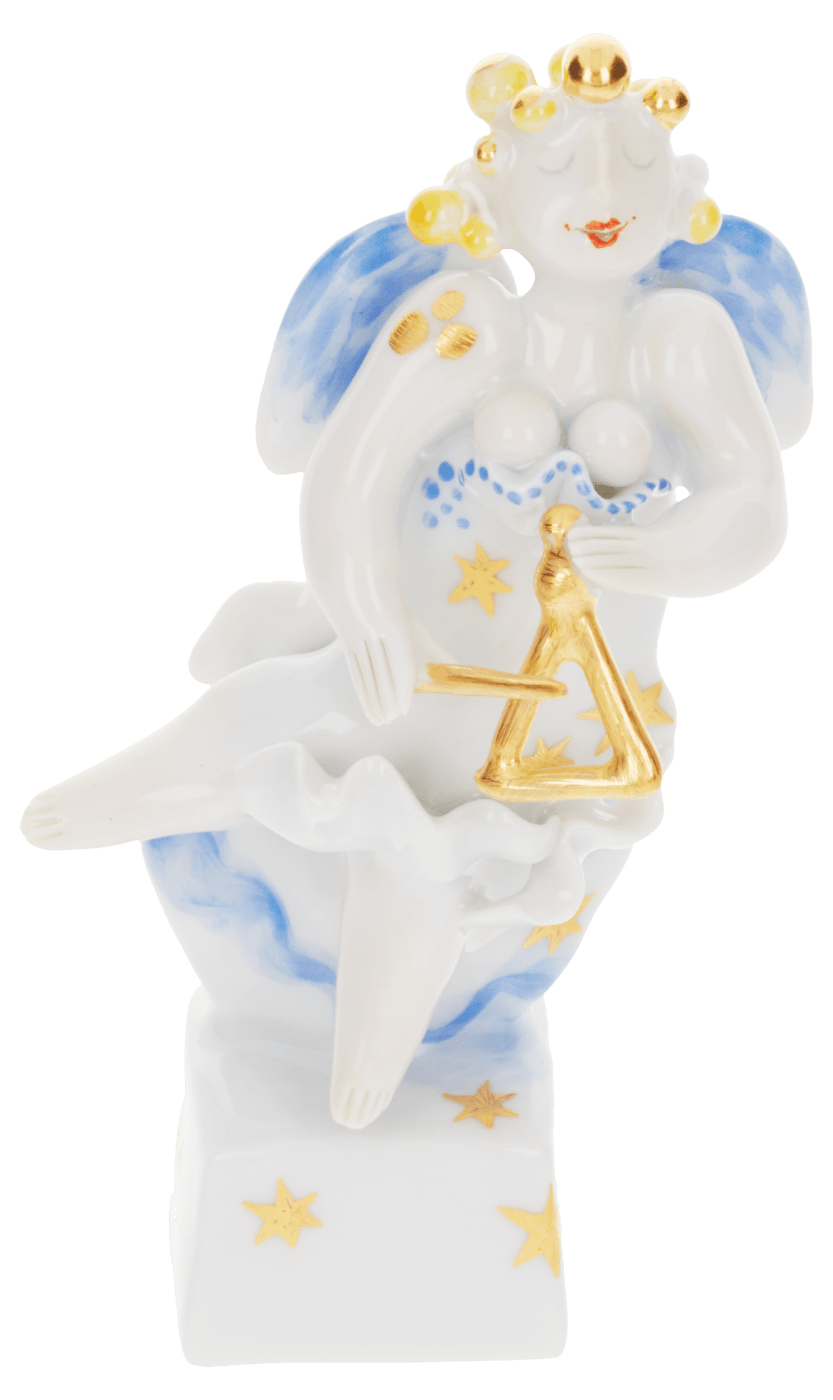 Figur Engel mit Triangel, Gold, H 9,5 cm | Meissen Figuren Individuell 900300 - 83338 - Meissen Weimar