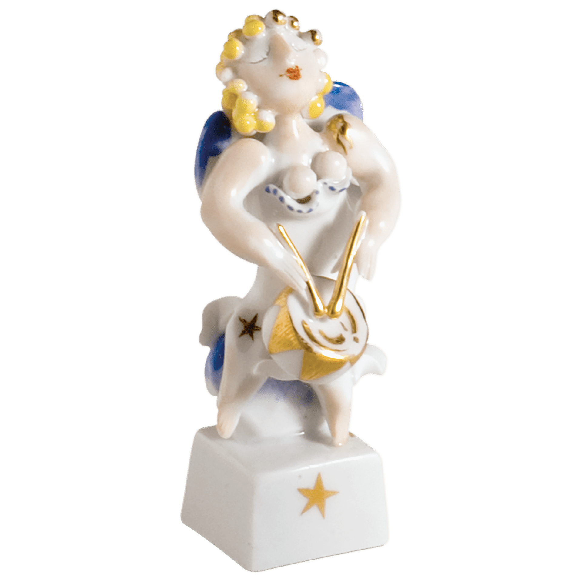 Figur Engel mit Trommel, Gold, H 9,5 cm | Meissen Figuren Individuell 900300 - 83129 - Meissen Weimar