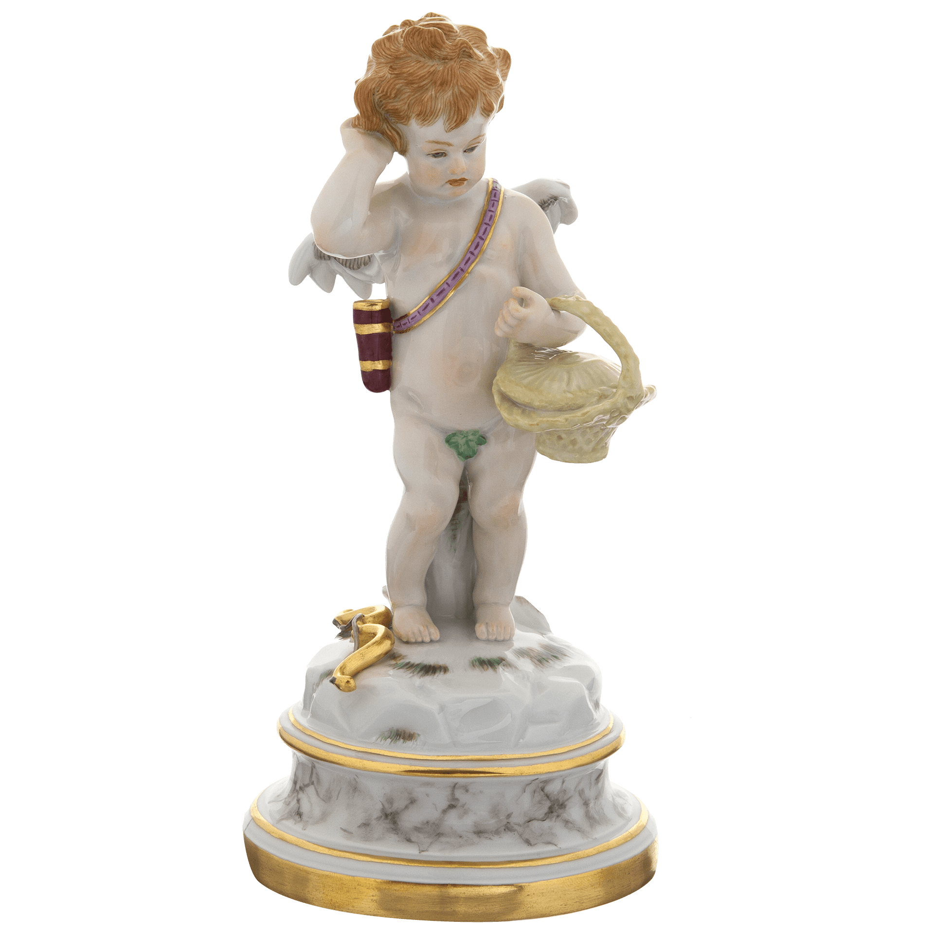Figur enttäuschter Amor mit Korb, H 20 cm | Meissen Figuren Individuell 900300 - 70682 - Meissen Weimar