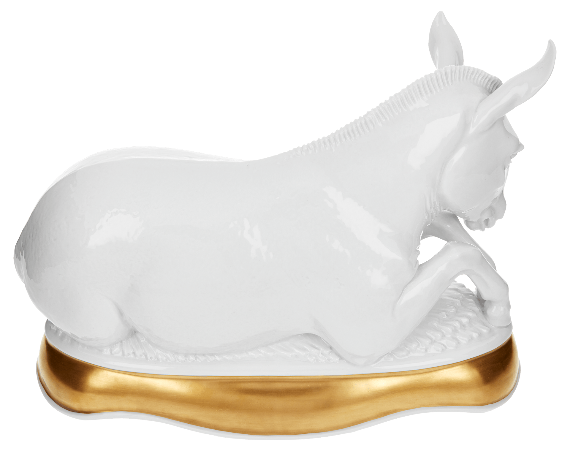 Figur Esel, weiß - goldener Sockel, H 17 cm | Meissen Limitierte Meisterwerke 900284 - 78007 - Meissen Weimar