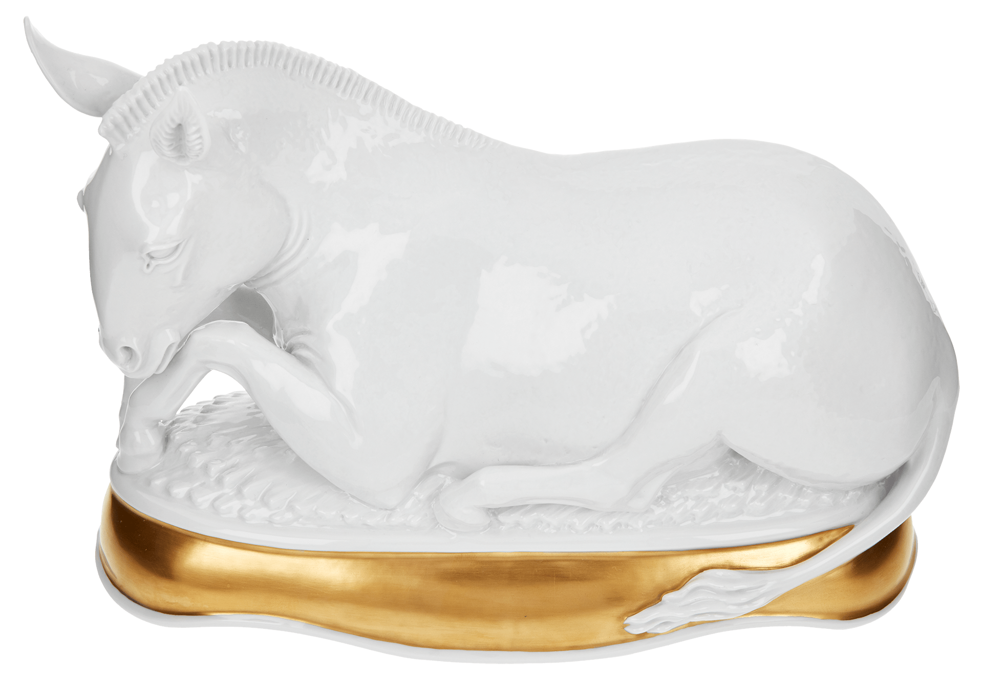 Figur Esel, weiß - goldener Sockel, H 17 cm | Meissen Limitierte Meisterwerke 900284 - 78007 - Meissen Weimar