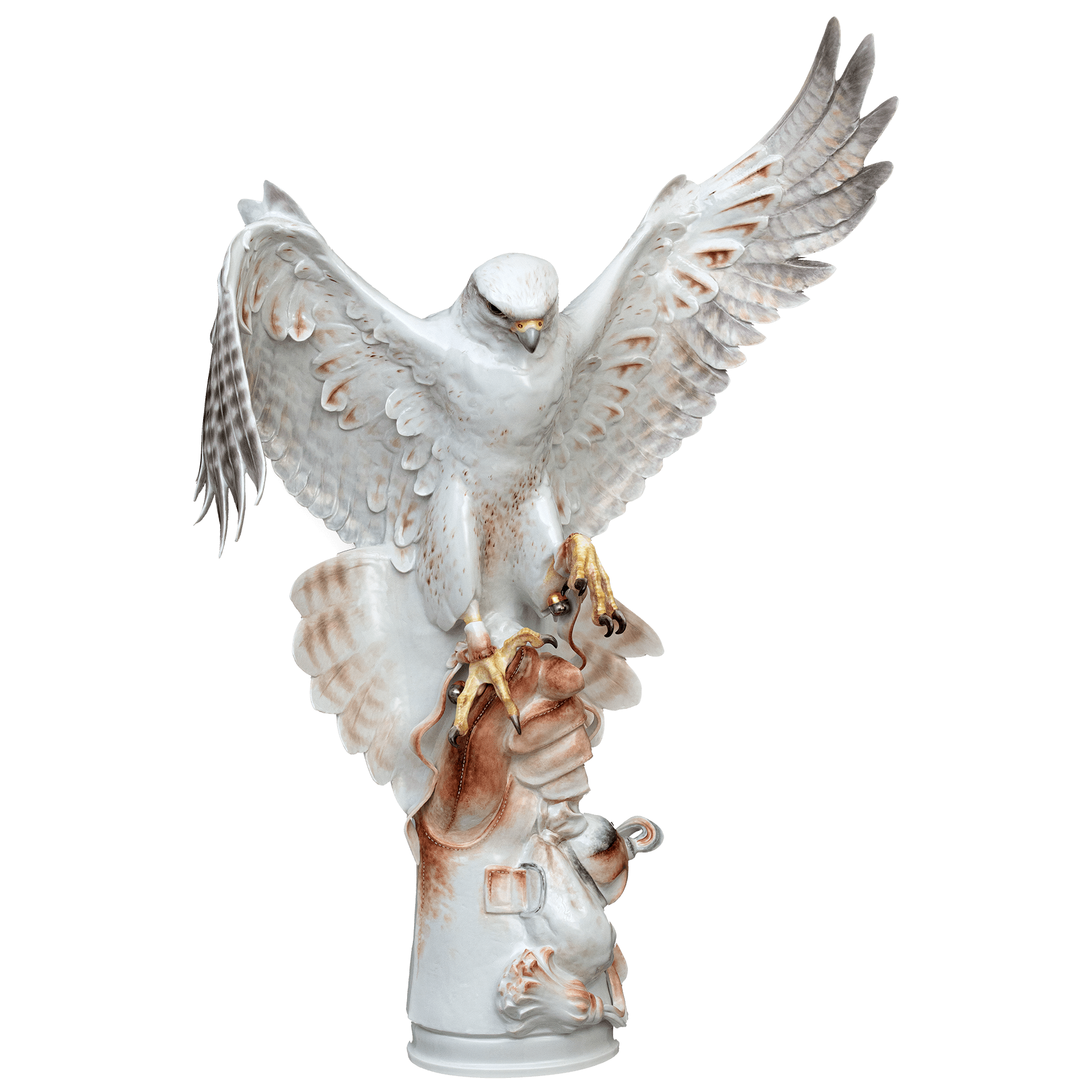 Figur Falke bunt platin und gold staffiert H 75 cm | Meissen Exklusiv - Kollektion 90a580 - 77385 - Meissen Weimar