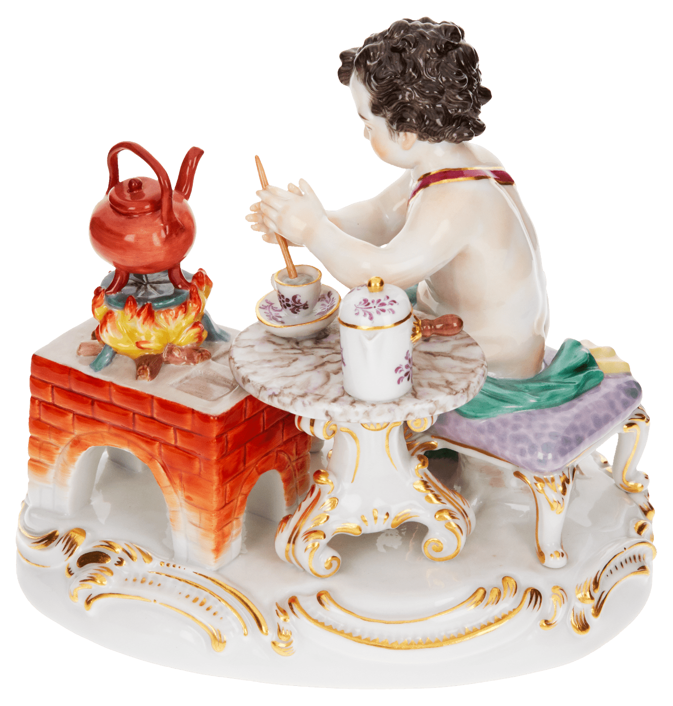 Figur Feuer, Bunt und gold staffiert, H 12 cm | Meissen Figuren Individuell 900300 - 70656 - Meissen Weimar