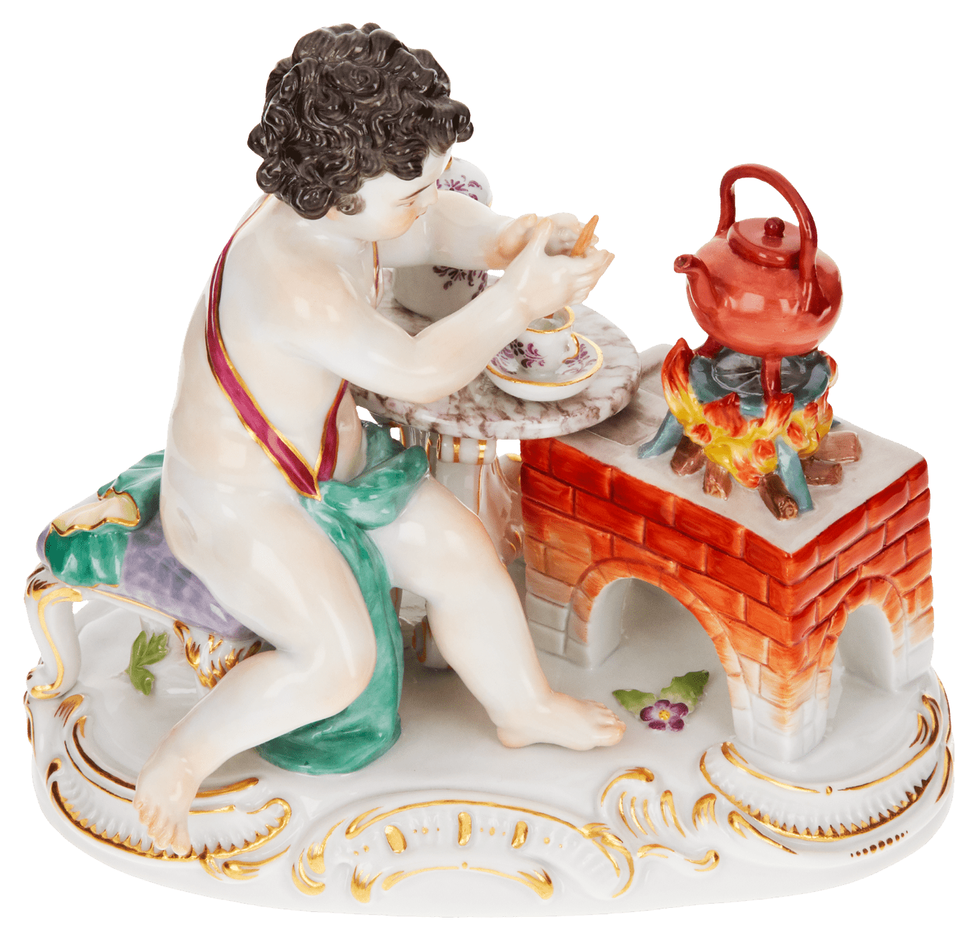 Figur Feuer, Bunt und gold staffiert, H 12 cm | Meissen Figuren Individuell 900300 - 70656 - Meissen Weimar