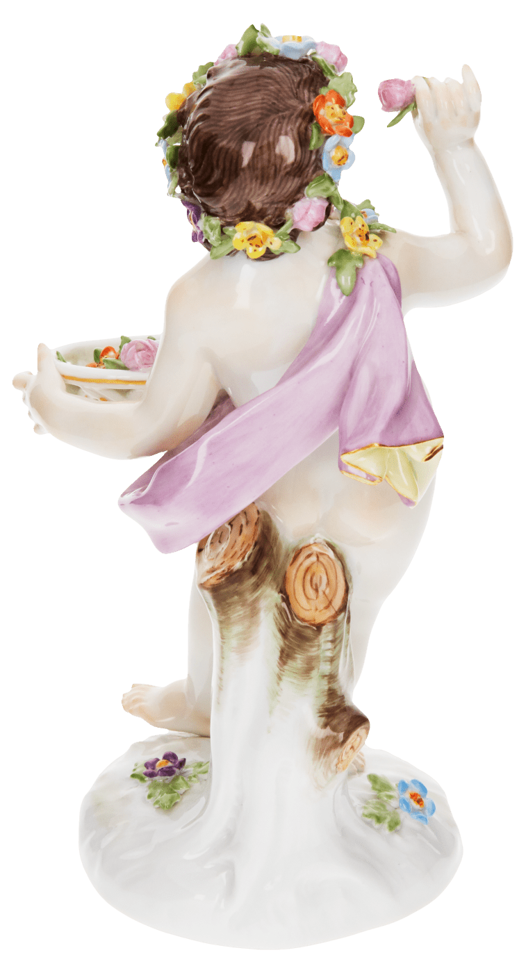 Figur Frühling, bunt und gold staffiert, H 15 cm | Meissen Figuren - Edition Hentschelkinder 900300 - 61171 - Meissen Weimar