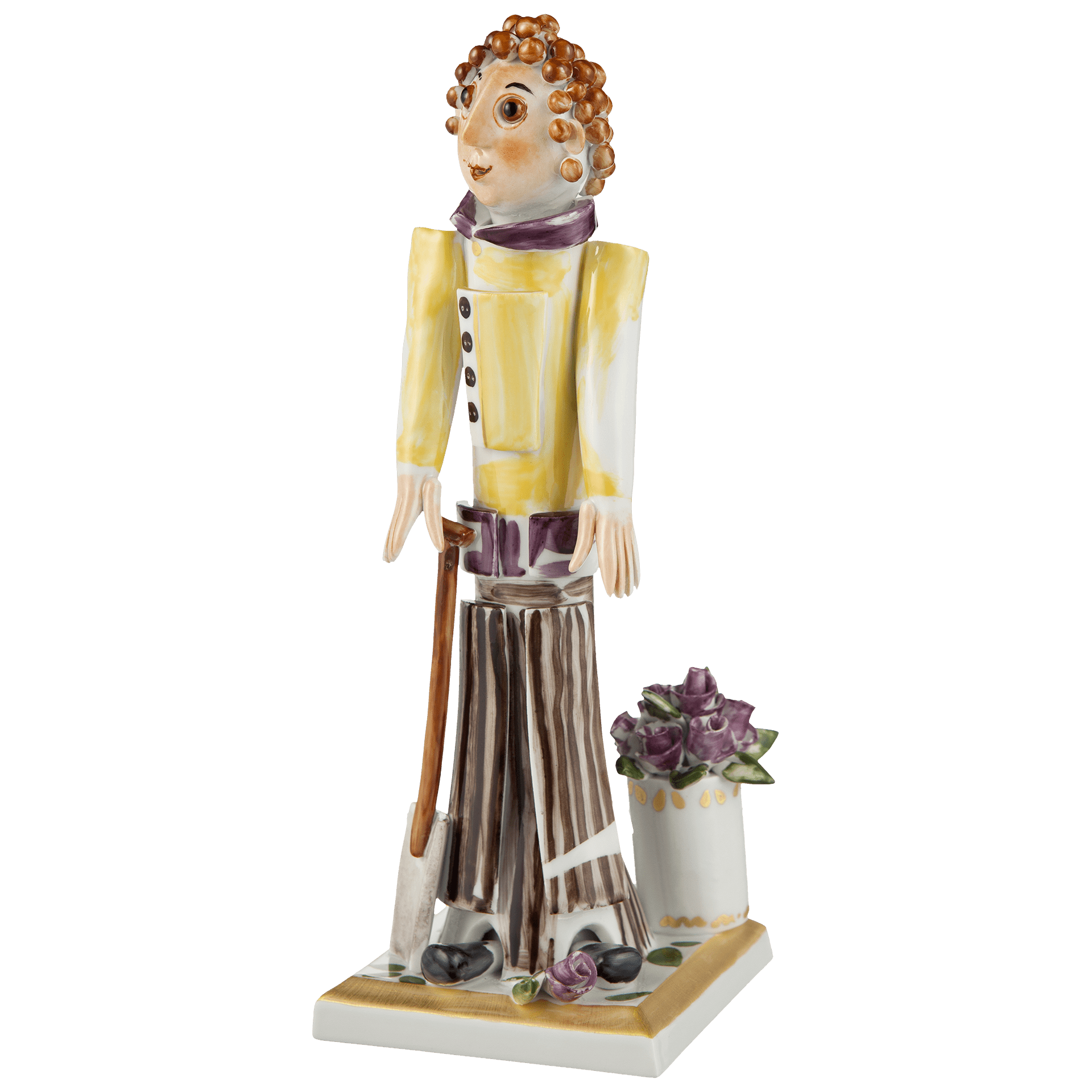 Figur Gärtnerjunge mit Rosenkübel, bunt und gold staffiert, H 19 cm | Meissen Figuren - Edition Gärtnerkinder 900300 - 83586 - Meissen Weimar