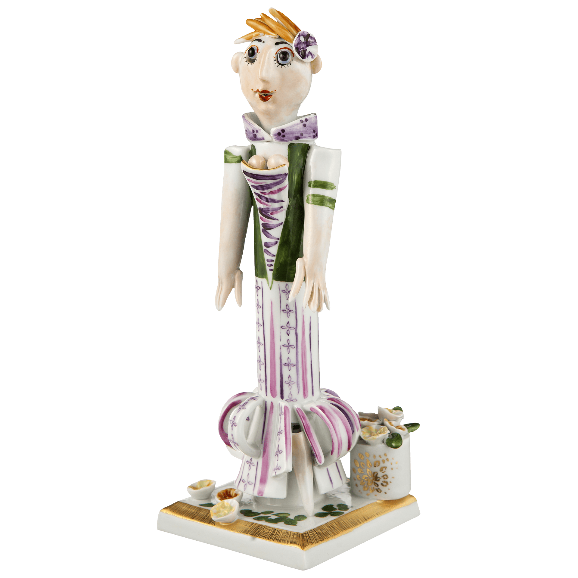 Figur Gärtnermädchen bunt und gold staffiert H 18,5 cm | Meissen Figuren - Edition Gärtnerkinder 900300 - 83588 - Meissen Weimar