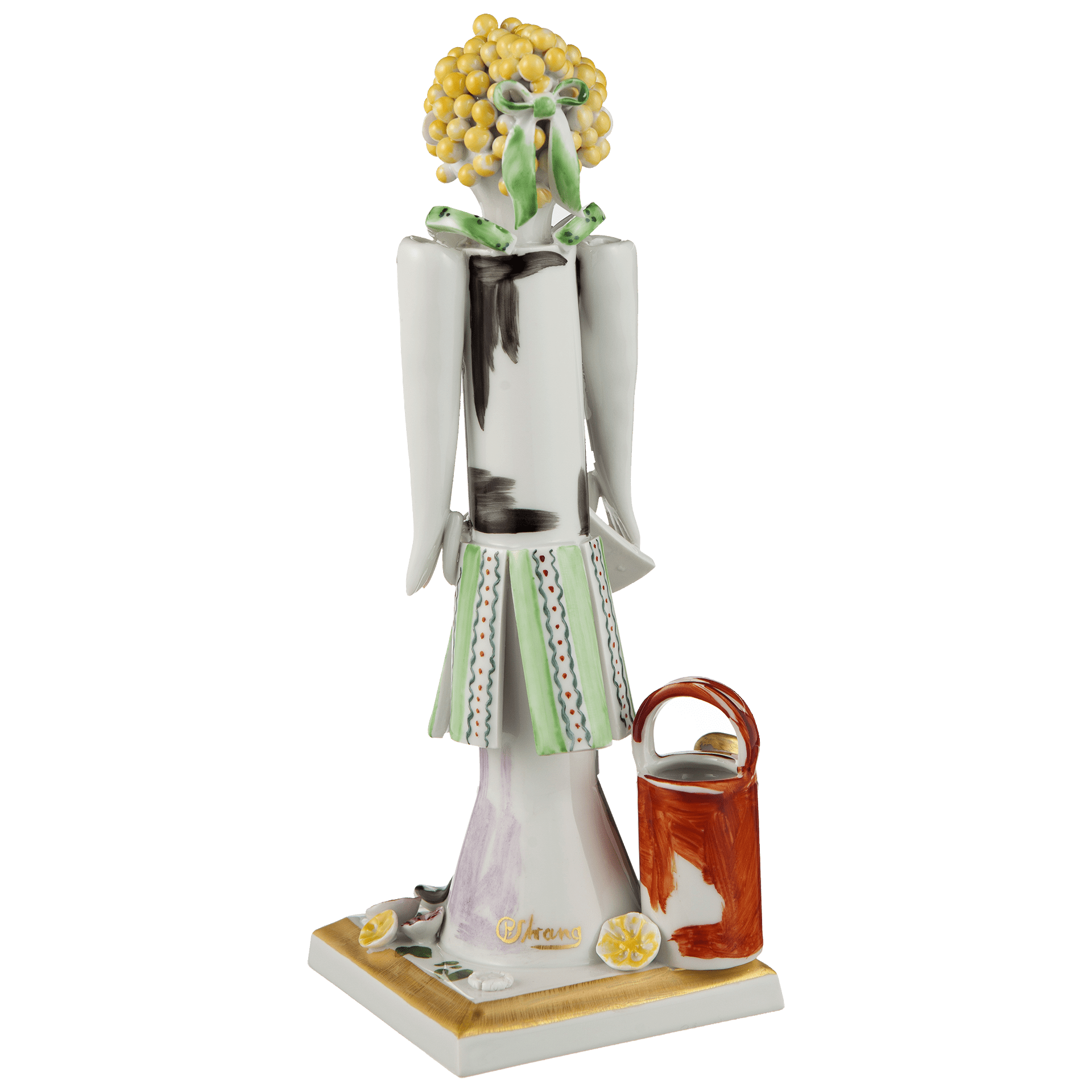 Figur Gärtnermädchen mit Gießkanne, Bunt und gold staffiert, H 18 cm | Meissen Figuren - Edition Gärtnerkinder 900300 - 83585 - Meissen Weimar