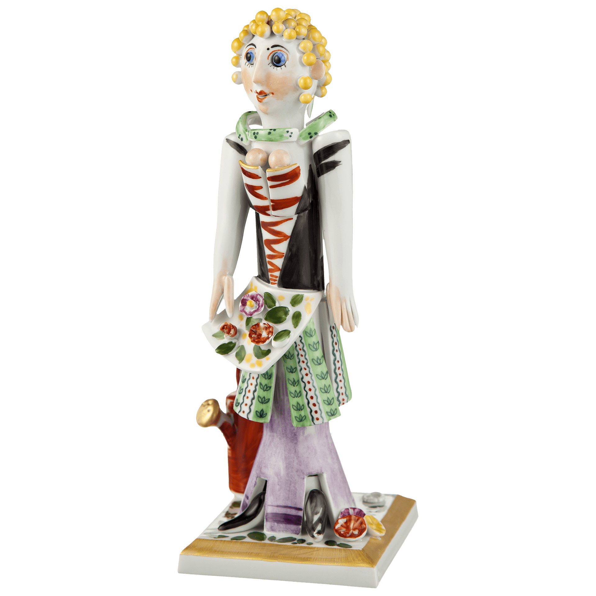 Figur Gärtnermädchen mit Gießkanne, Bunt und gold staffiert, H 18 cm | Meissen Figuren - Edition Gärtnerkinder 900300 - 83585 - Meissen Weimar