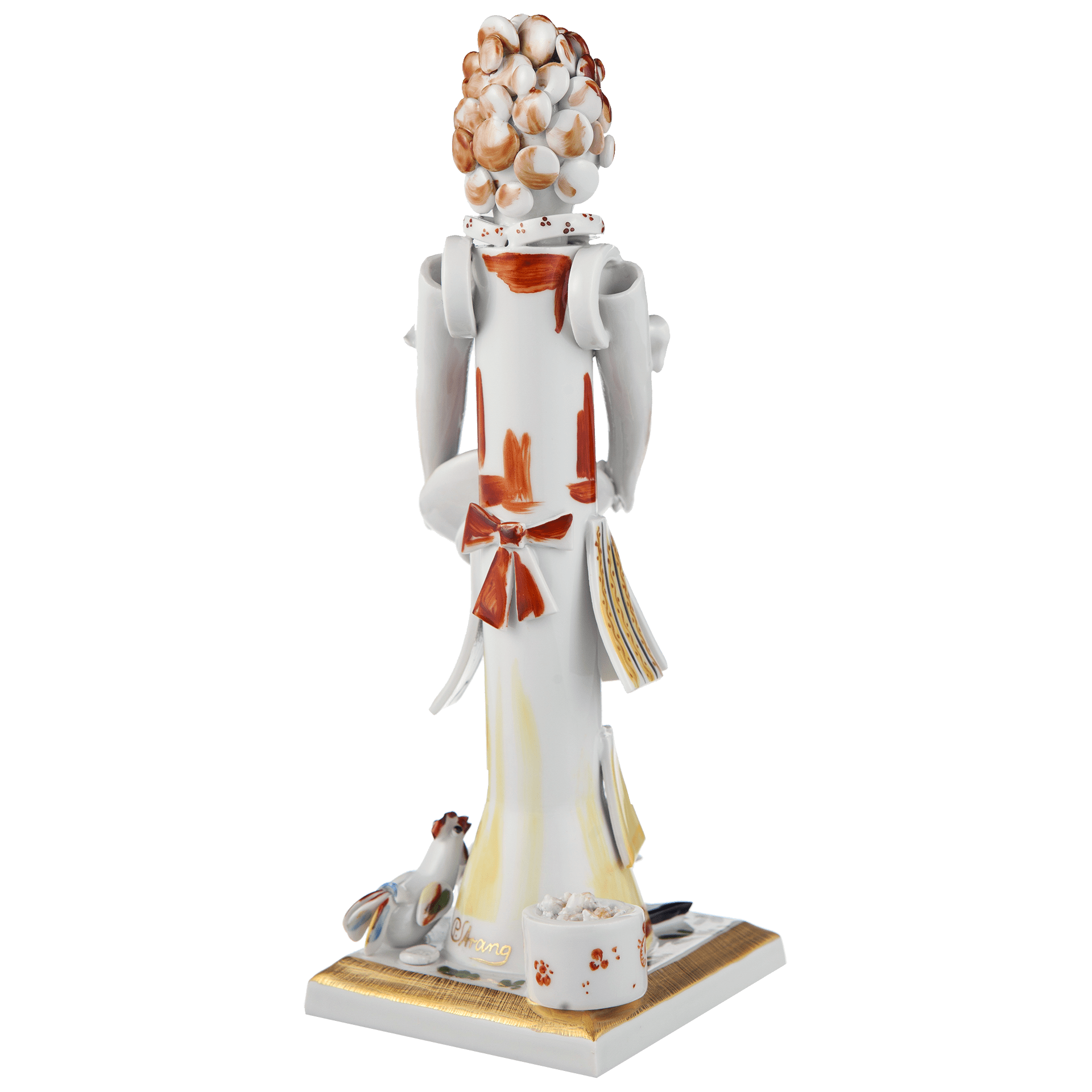 Figur Gärtnermädchen mit Hühnern, Bunt und gold staffiert, H 19 cm | Meissen Figuren - Edition Gärtnerkinder 900300 - 83583 - Meissen Weimar