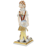 Figur Gärtnermädchen mit Hühnern, Bunt und gold staffiert, H 19 cm | Meissen Figuren-Edition Gärtnerkinder