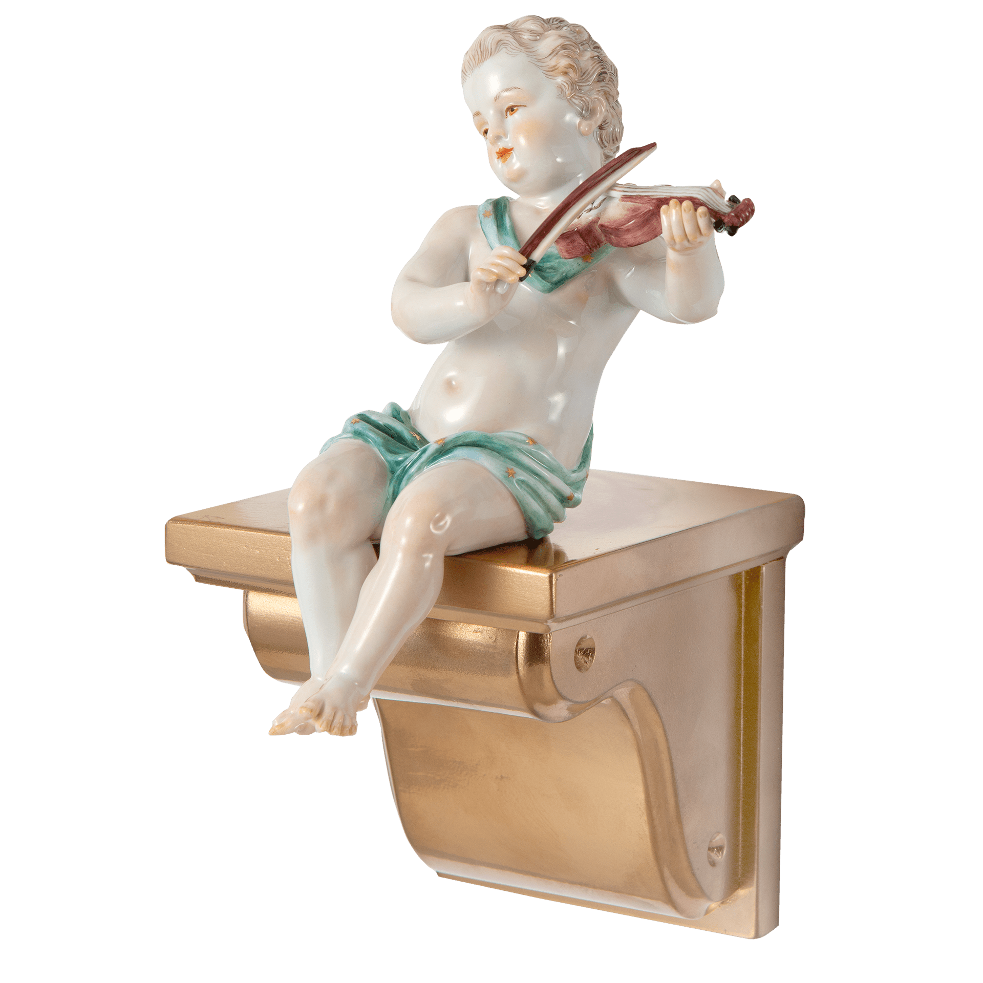 Figur Geiger, bunt und gold staffiert, H 20 cm | Meissen Einzelplastik 900300 - 79m20 - Meissen Weimar
