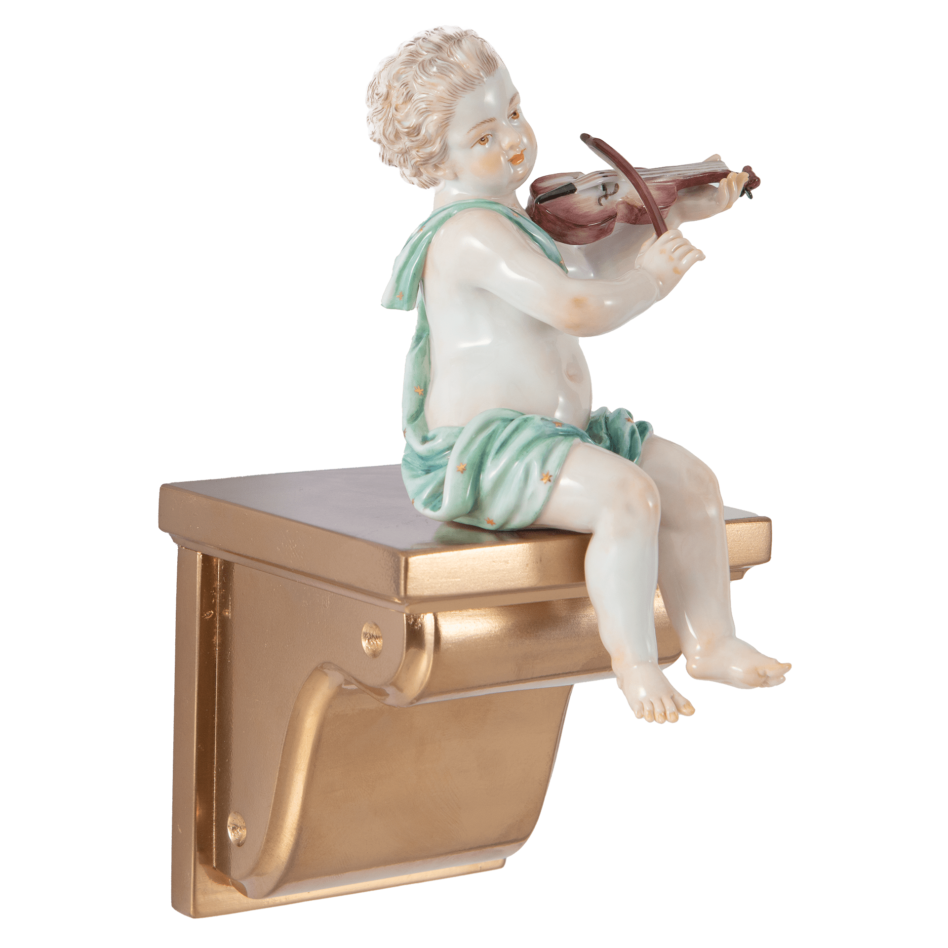 Figur Geiger, bunt und gold staffiert, H 20 cm | Meissen Einzelplastik 900300 - 79m20 - Meissen Weimar