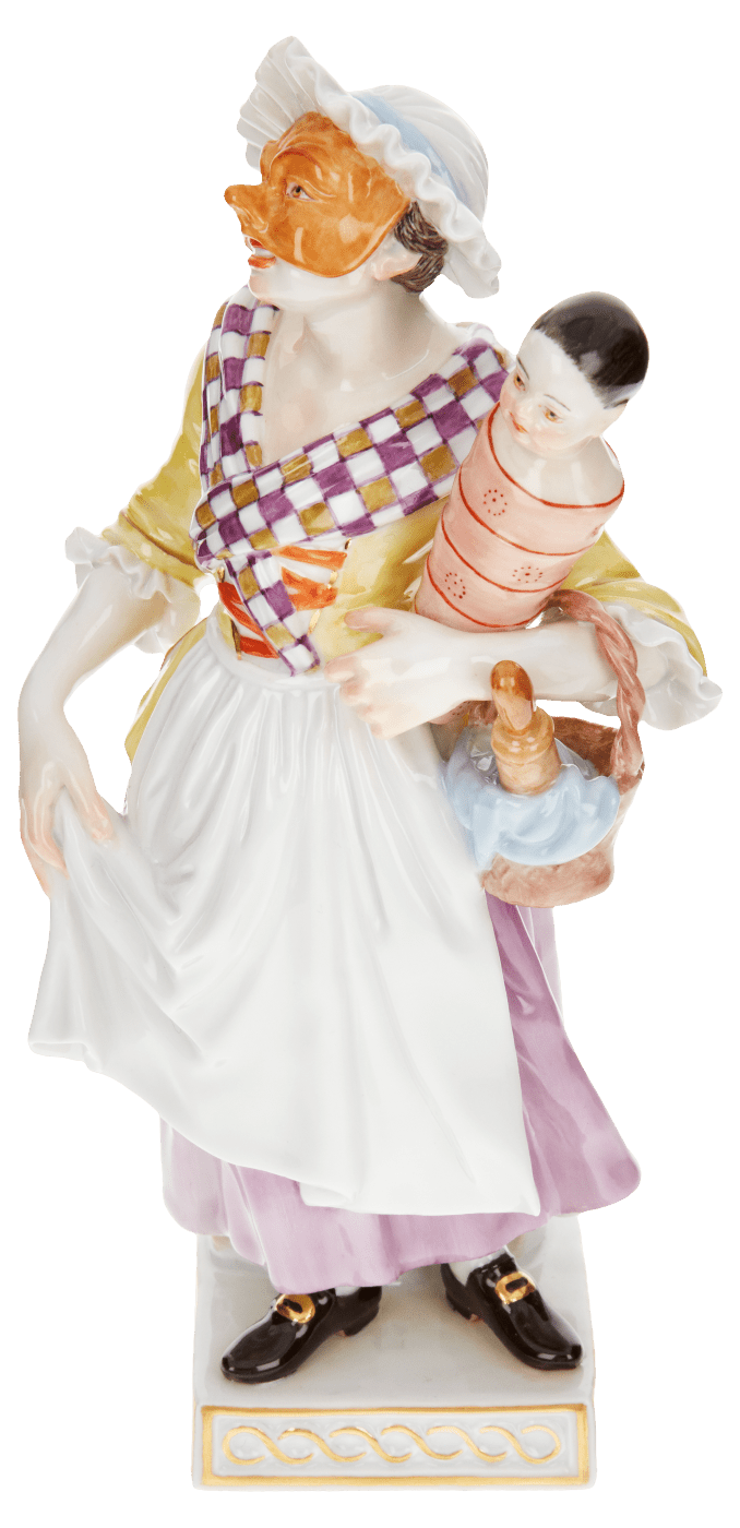 Figur Gnaga, bunt und gold staffiert, H 17 cm | Meissen Figuren - Edition Italienische Komödie 900300 - 64563 - Meissen Weimar