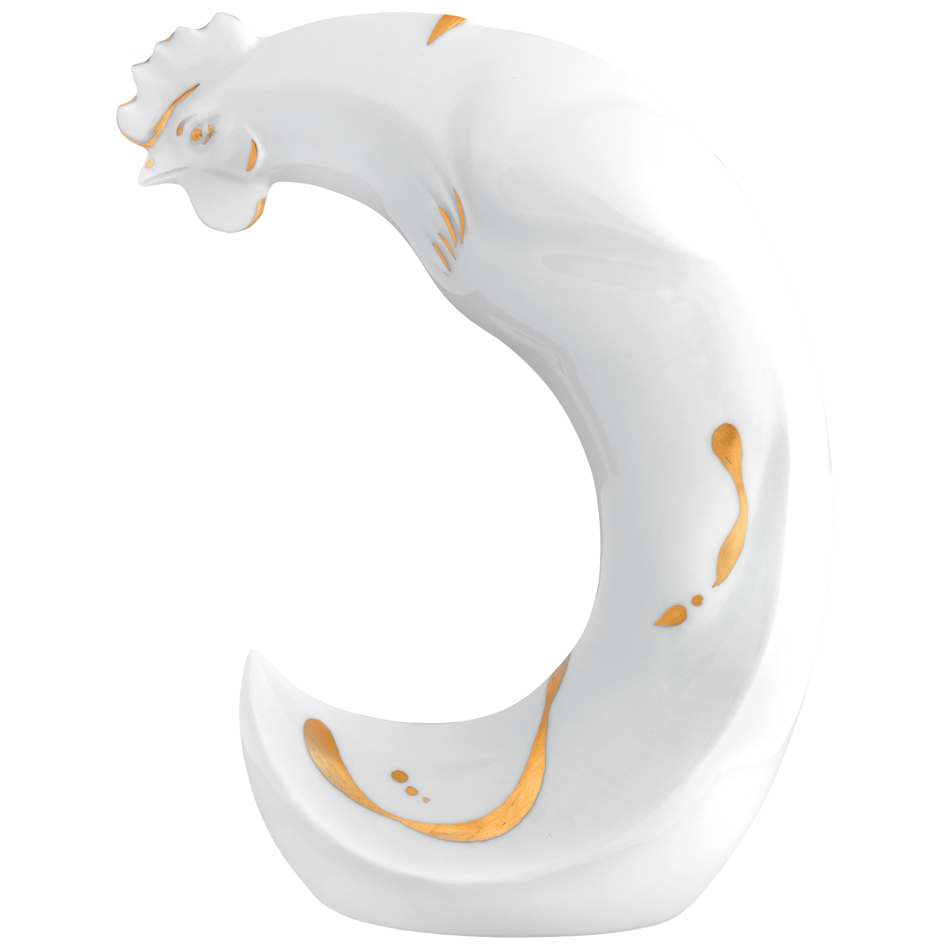 Figur Hahn, Gold staffiert, H 12,5 cm | Meissen Figuren chinesisches Jahrestier 900200 - 83659 - Meissen Weimar