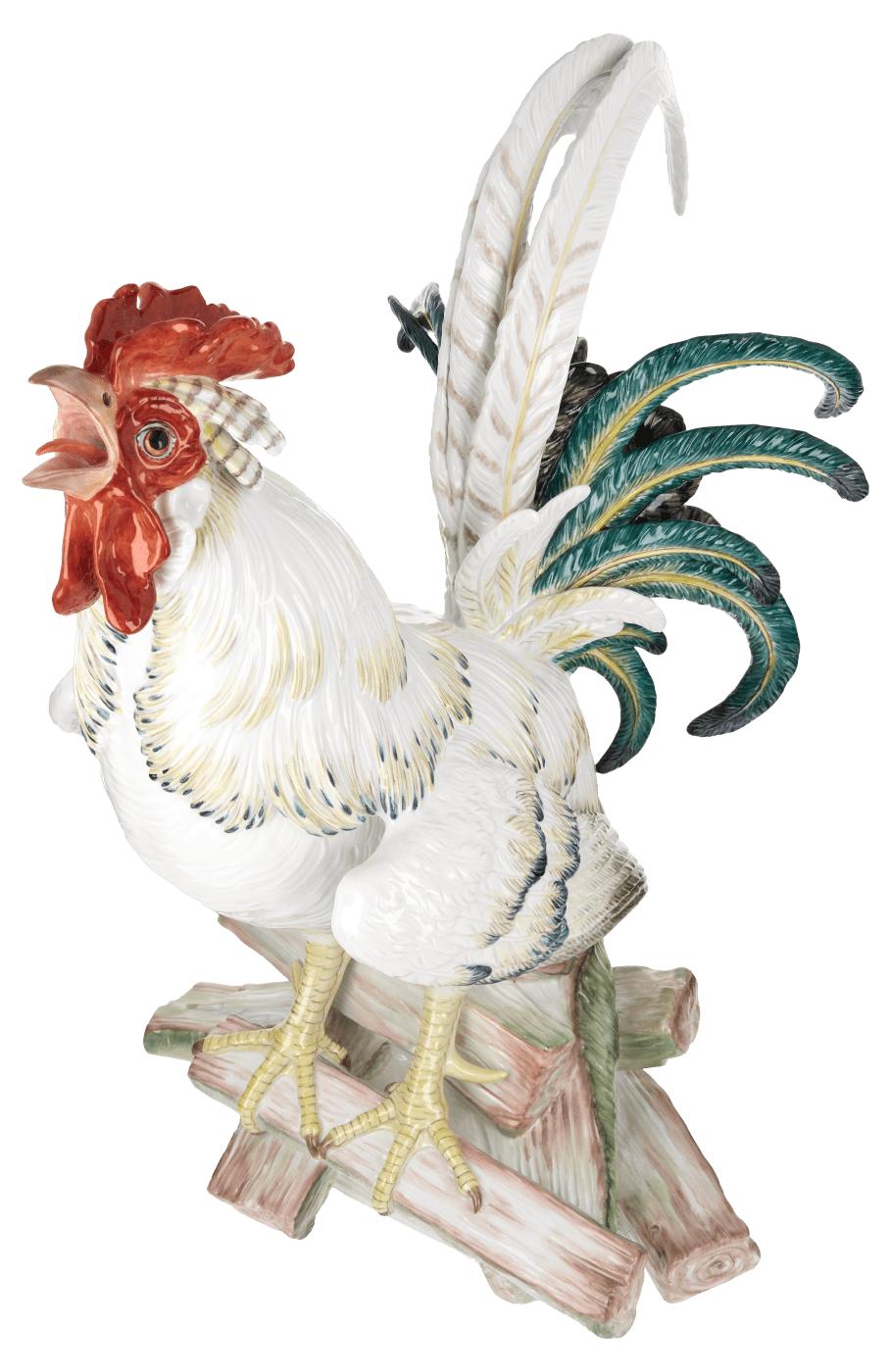 Figur Haushahn auf Holzstoß, Höhe 35 cm | Meissen Exklusiv - Kollektion 900180 - 77169 - Meissen Weimar