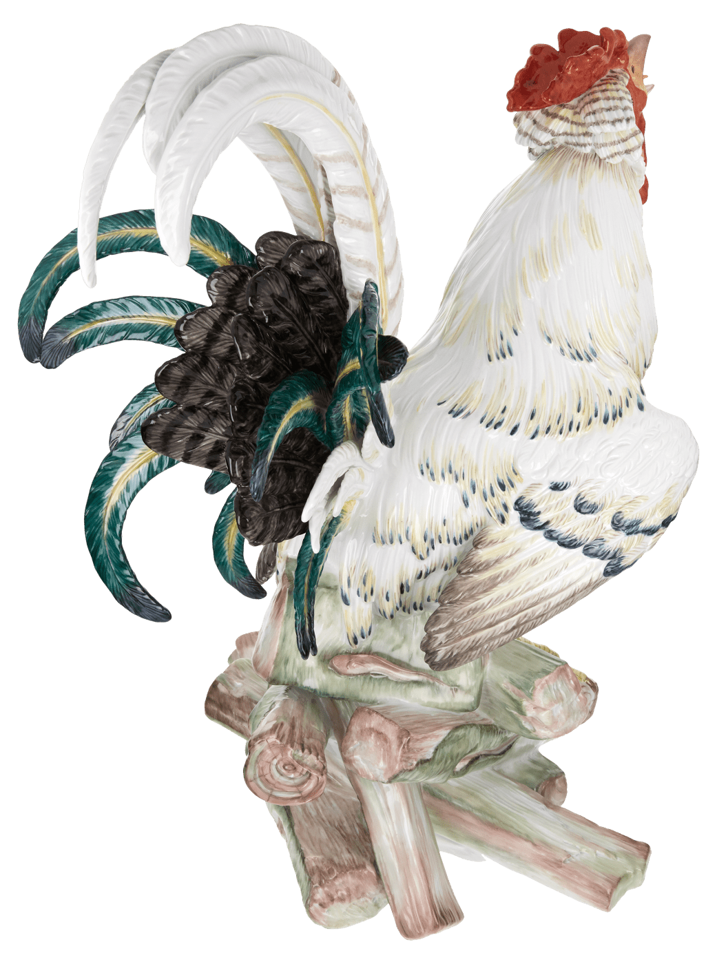 Figur Haushahn auf Holzstoß, Höhe 35 cm | Meissen Exklusiv - Kollektion 900180 - 77169 - Meissen Weimar
