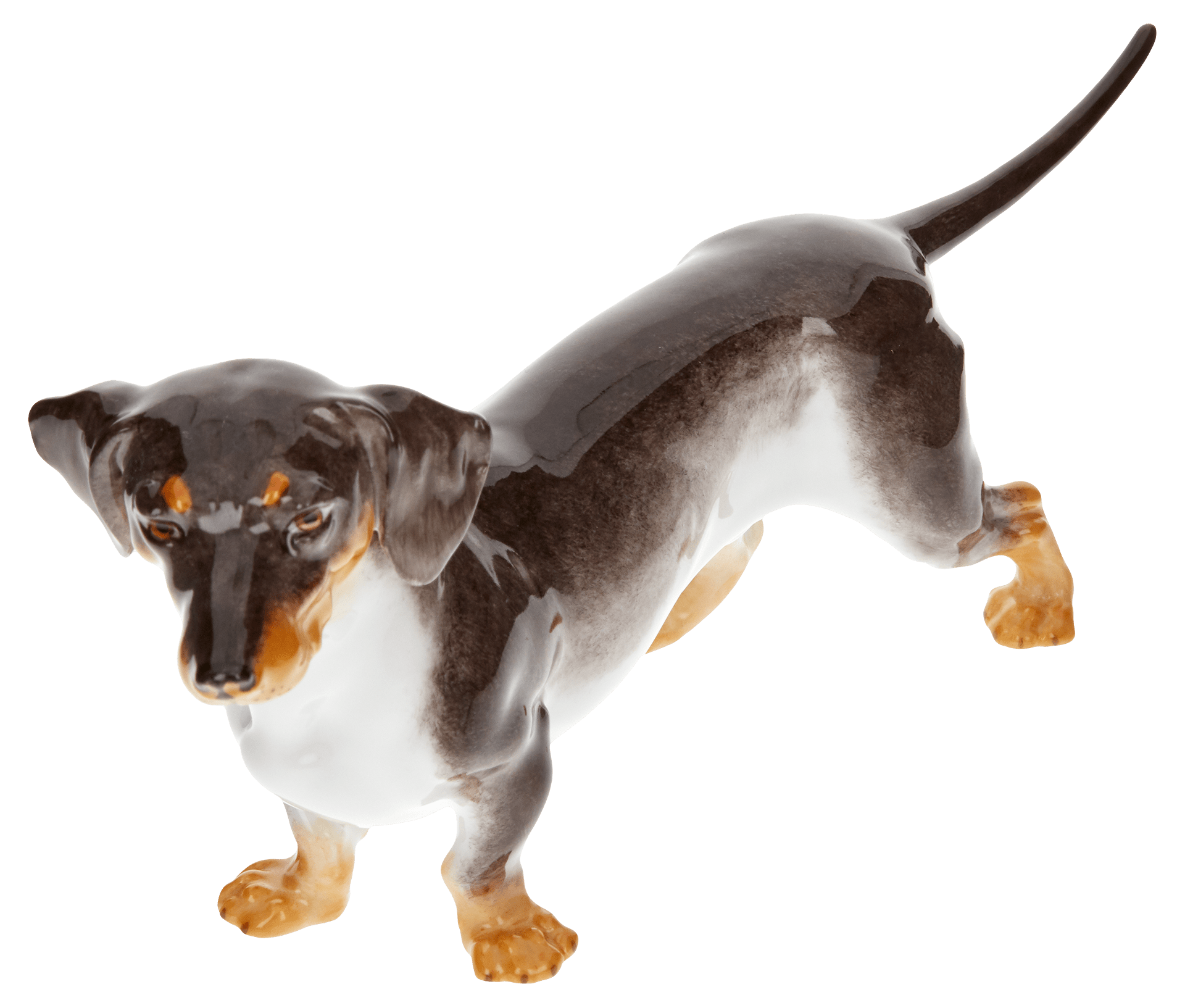 Figur, Hund Dachshund, H 8 cm, Bunt staffiert | Meissen Figuren Individuell 900100 - 78800 - Meissen Weimar