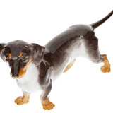 Figur, Hund Dachshund, H 8 cm, Bunt staffiert | Meissen Figuren Individuell