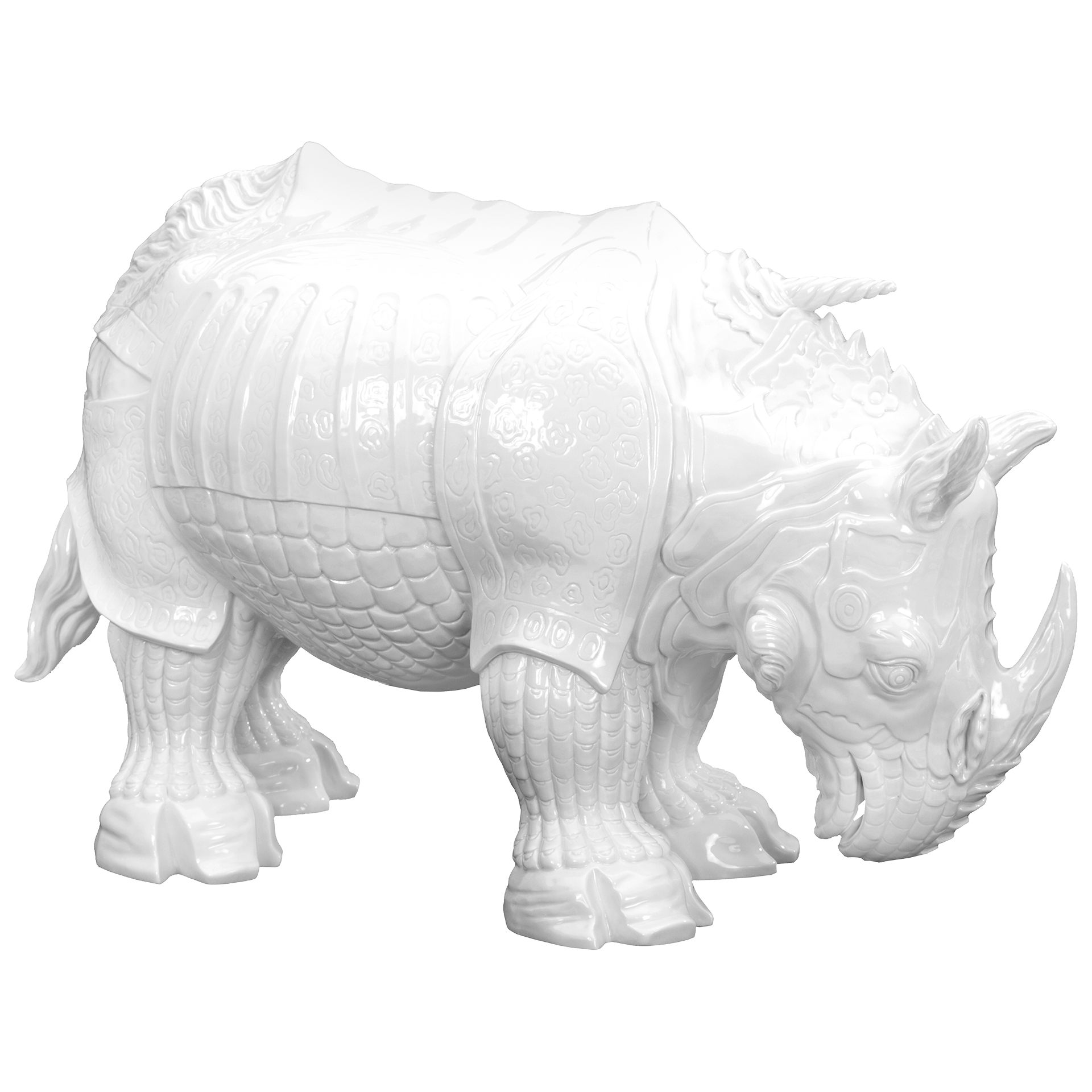 Figur Indisches Panzernashorn, weiß, H 28 cm | Meissen Limitierte Meisterwerke 999982 - 78640 - Meissen Weimar