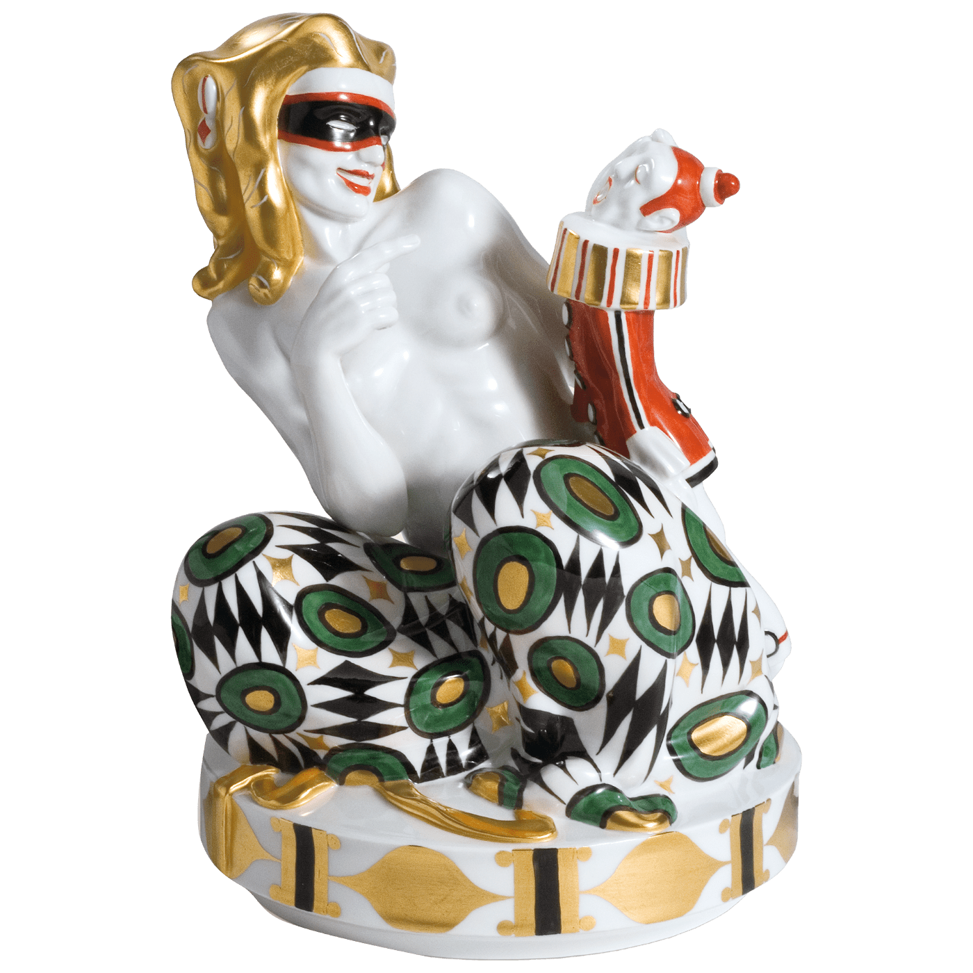 Figur Karneval, bunt und gold staffiert, H 20,5 cm | Meissen Limitierte Meisterwerke 900384 - 73482 - Meissen Weimar