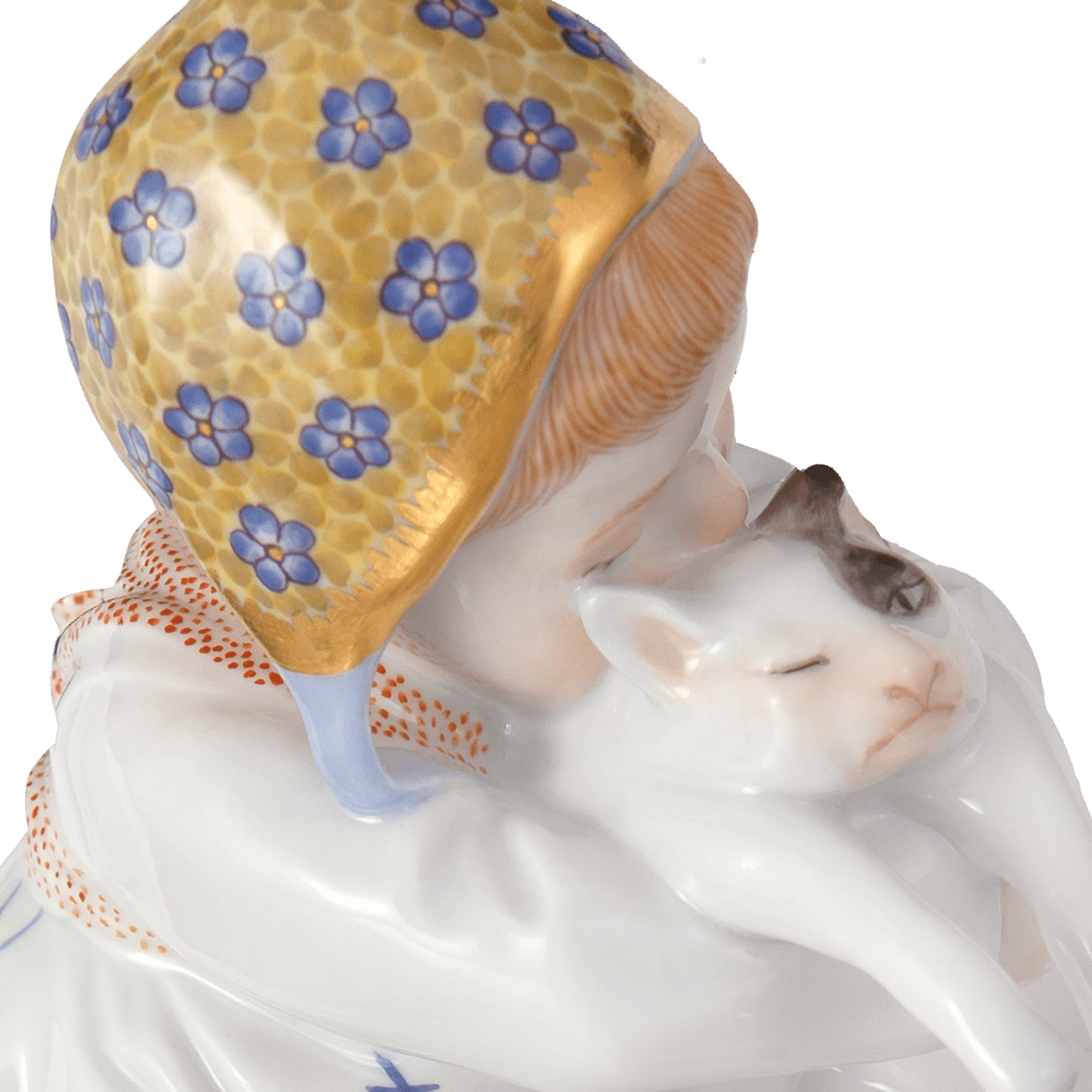 Figur Kind mit Katze, Gestreute Schwerter, H 12 cm, limitiert | Meissen Figuren - Edition Hentschelkinder 90a381 - 73367 - Meissen Weimar