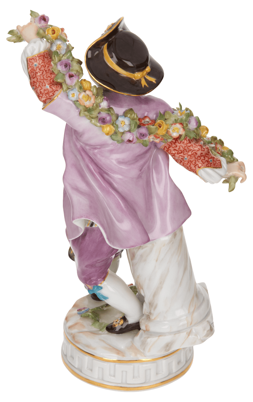 Figur Knabe mit Blumengirlande, Handbemalt, H 16,5 cm | Meissen Limitierte Meisterwerke 900384 - 61246 - Meissen Weimar
