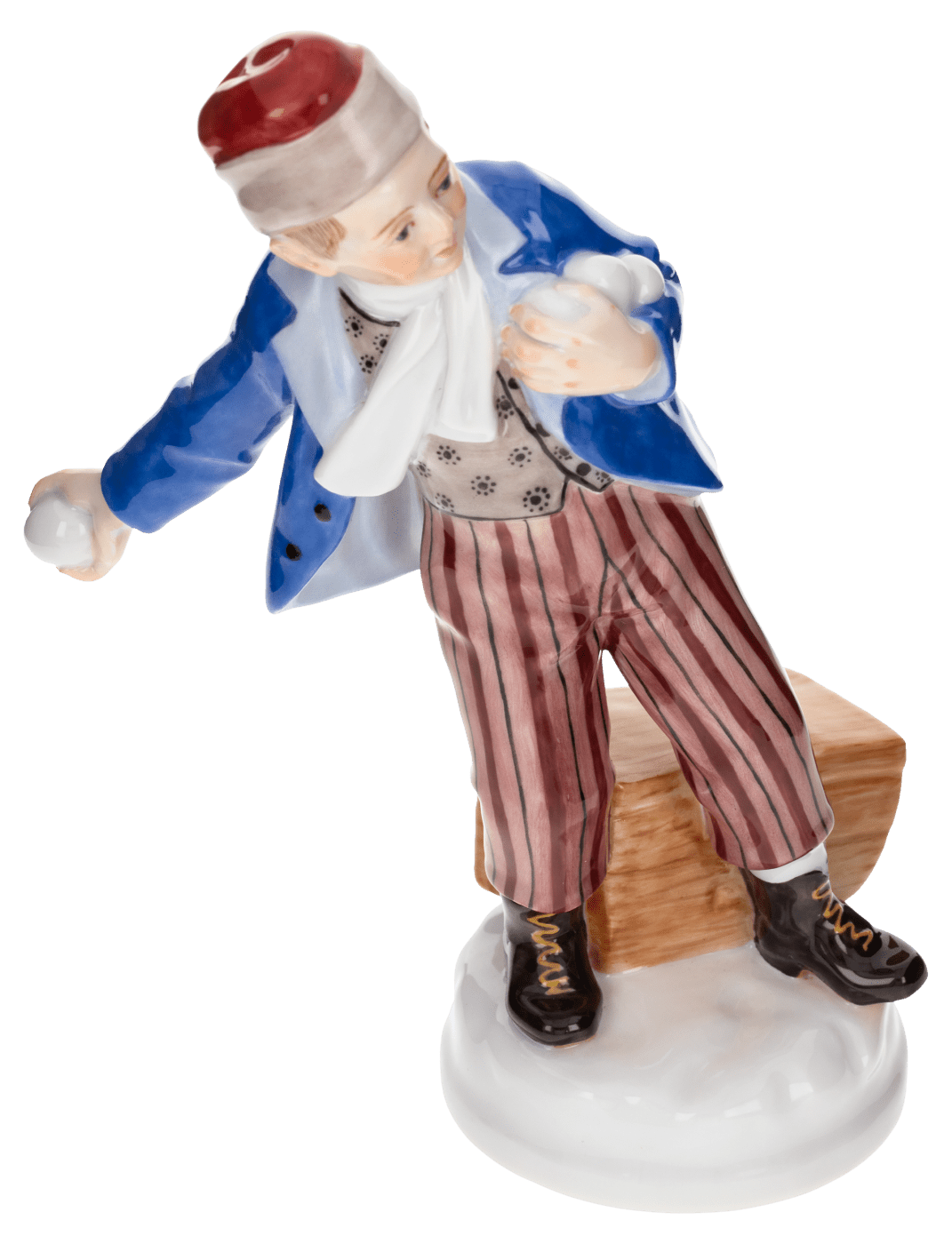 Figur Knabe Schneeball werfend, Bunt staffiert, H 13 cm | Meissen Figuren Individuell 900100 - 73394 - Meissen Weimar