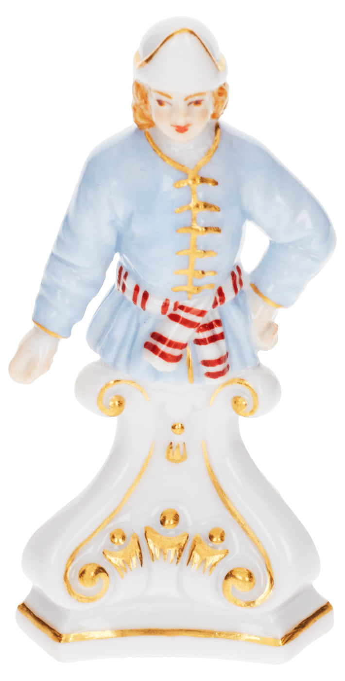Figur Läufer, bunt und gold staffiert, H 5,5 cm | Meissen Figuren - Edition Spassvogel 900300 - 60703 - Meissen Weimar