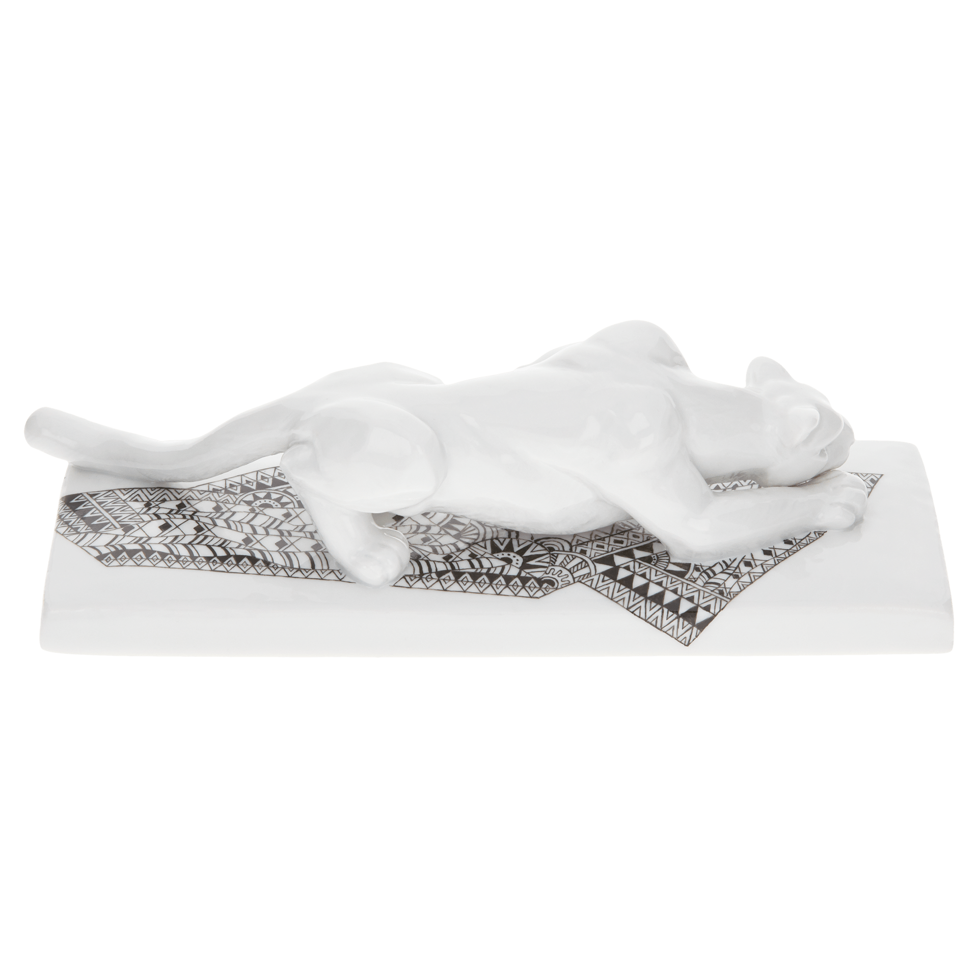 Figur Leopard, Schwarz - Weiß, L 17 cm | Meissen Atelier - Edition 65o007 - 78017 - Meissen Weimar