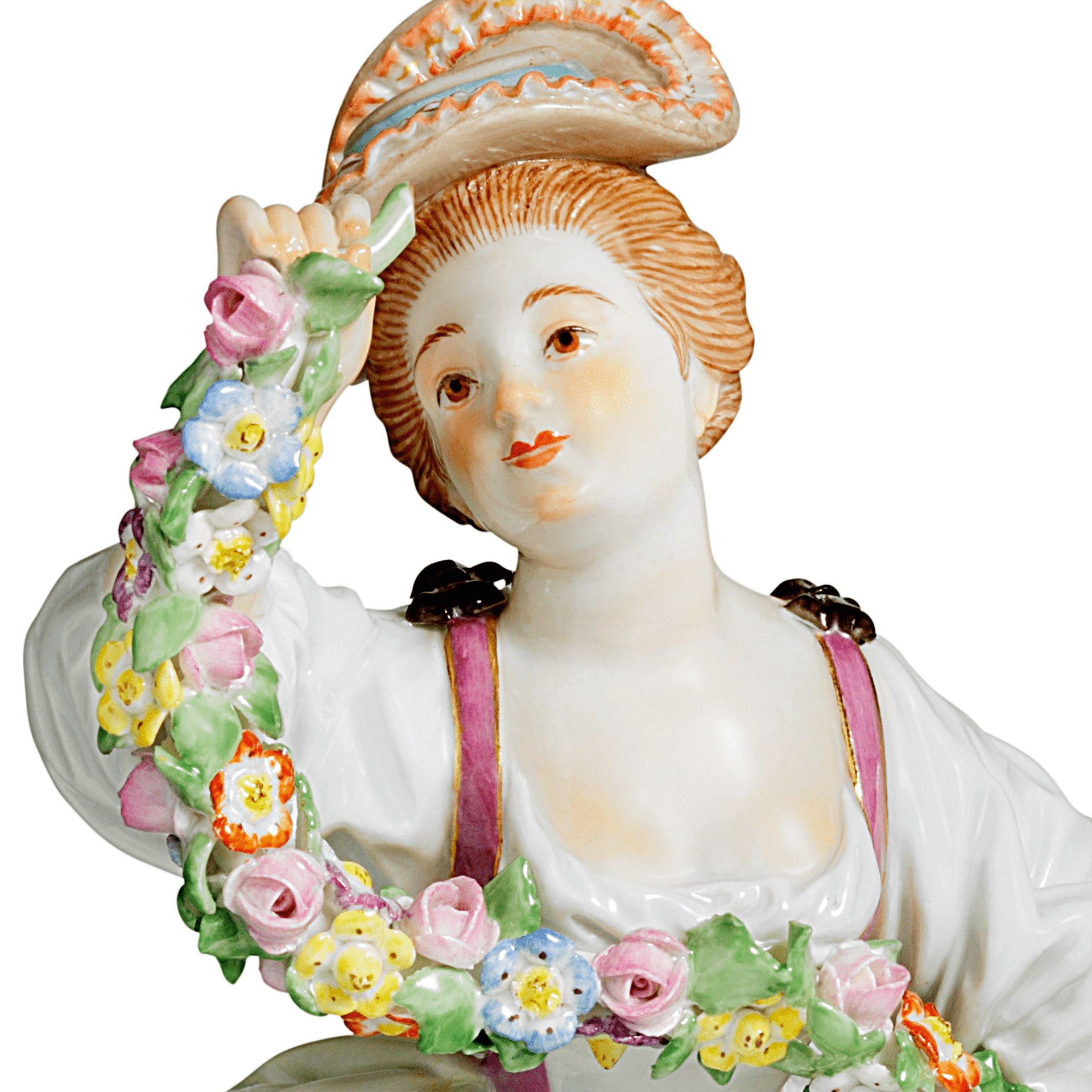 Figur Mädchen mit Blumengirlande, handbemalt, H 17 cm | Meissen Limitierte Meisterwerke 900384 - 61247 - Meissen Weimar