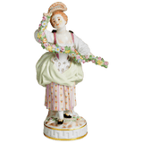 Figur Mädchen mit Blumengirlande, handbemalt, H 17 cm | Meissen Limitierte Meisterwerke