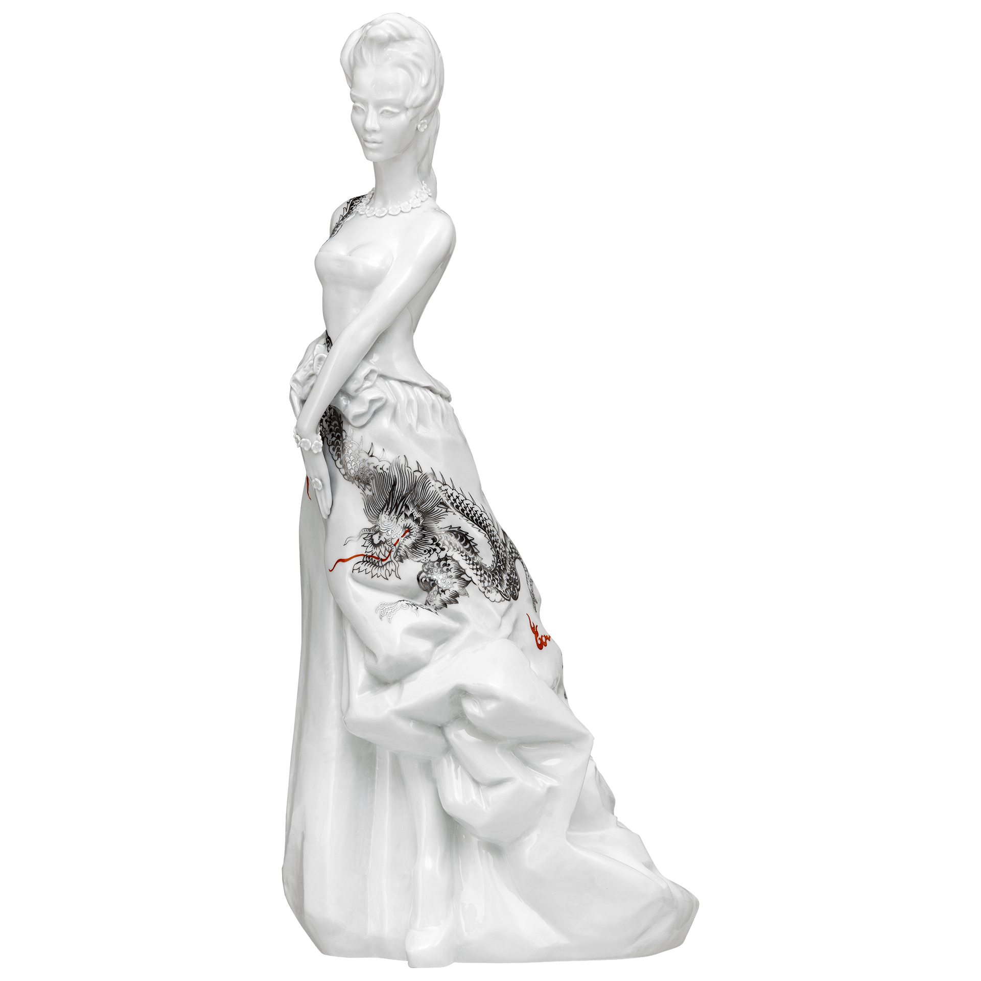 Figur, "Model" klein, "Drachenmelodie", H 35 cm | Meissen Limitierte Meisterwerke 91c184 - 73705 - Meissen Weimar