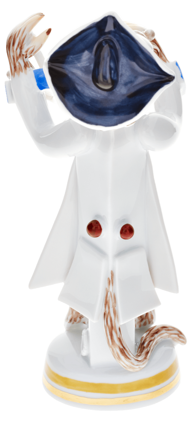 Figur, Monkey Orchestra Triangel - Spieler, H 11,3 cm | Meissen Figuren - Edition Orchester Kuriosum 90a317 - 83328 - Meissen Weimar