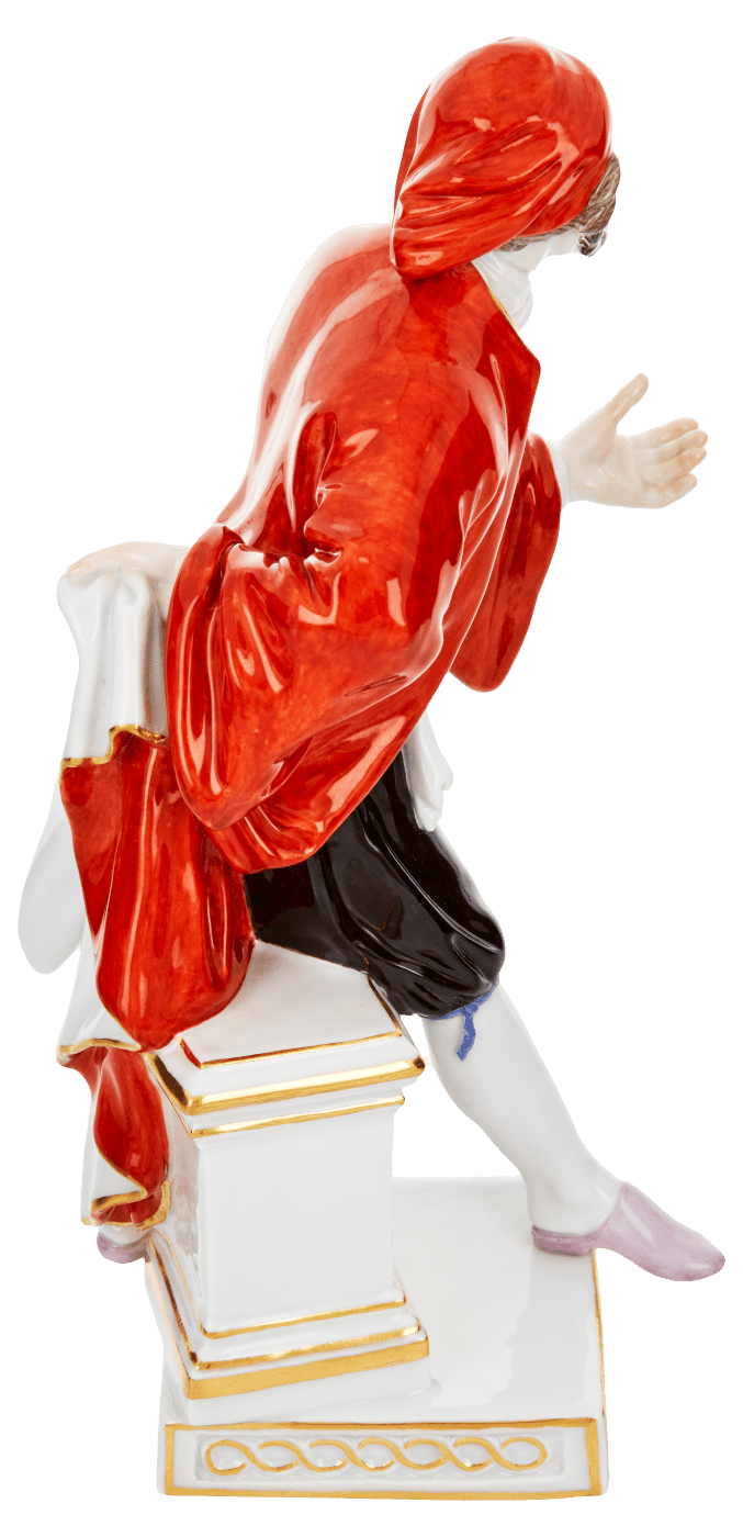 Figur Pantalone, bunt und gold staffiert, H 18 cm | Meissen Figuren - Edition Italienische Komödie 900300 - 64562 - Meissen Weimar