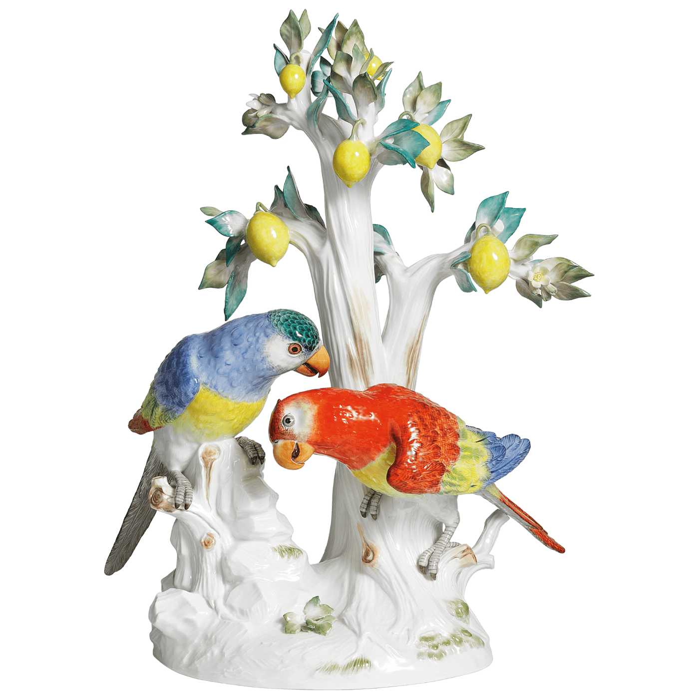 Figur Papageien mit Zitronenbaum, H 36 cm | Meissen Exklusiv - Kollektion 900180 - 77116 - Meissen Weimar