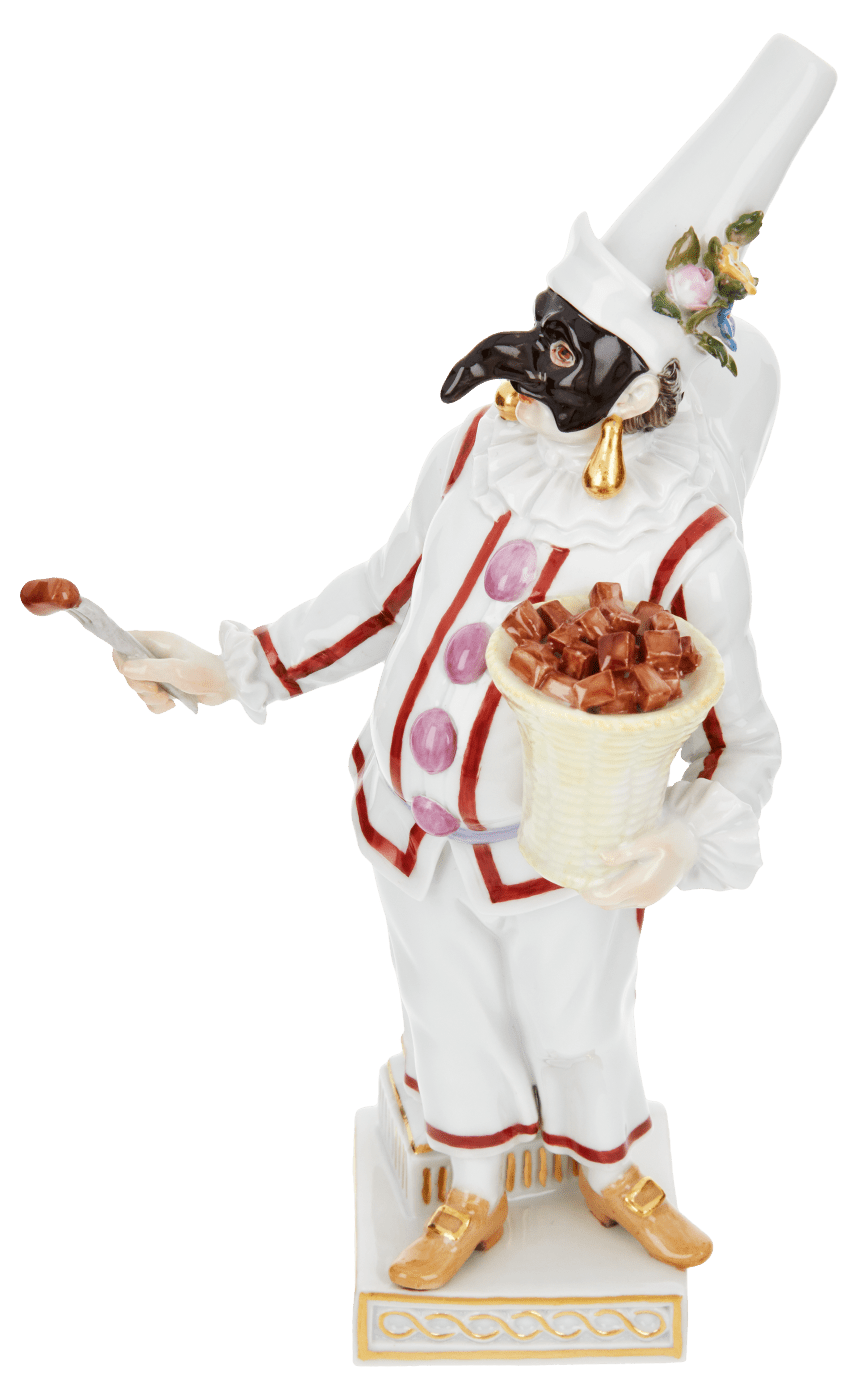 Figur Pulcinella, bunt und gold staffiert, H 19 cm | Meissen Figuren Individuell 900300 - 64558 - Meissen Weimar