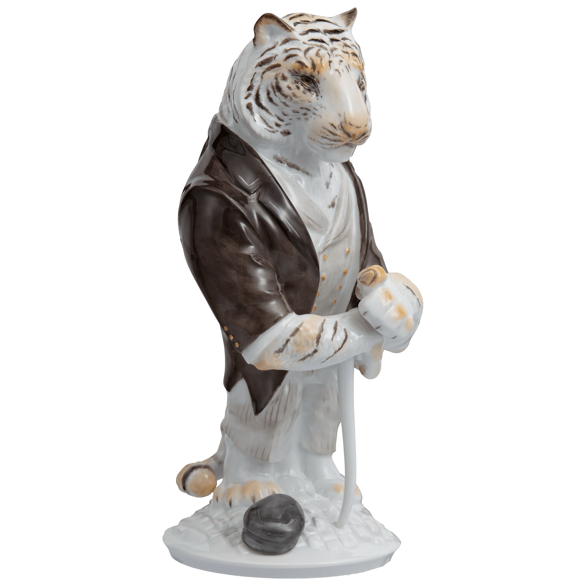Figur Tiger Mr. Silence, bunt und gold staffiert, H 19,5 cm | Meissen Figuren - Edition Ladies & Gentlemen 900300 - 78042 - Meissen Weimar