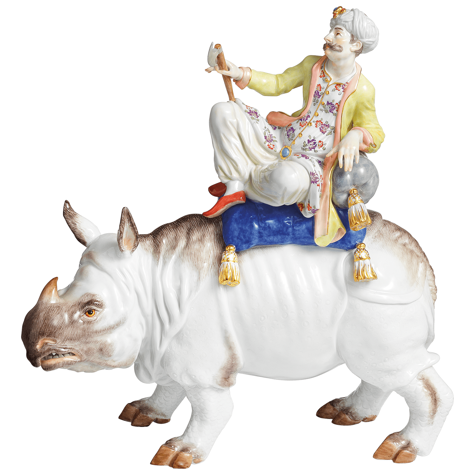 Figur, Turk mit Nashorn, H 26 cm | Meissen Exklusiv - Kollektion 900380 - 67037 - Meissen Weimar