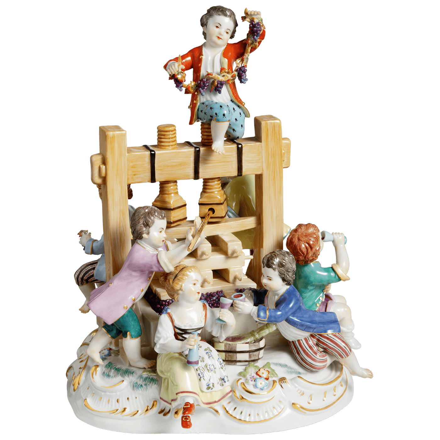 Figur Weinpresse, handbemalt, H 24 cm | Meissen Exklusiv - Kollektion 900380 - 61m35 - Meissen Weimar