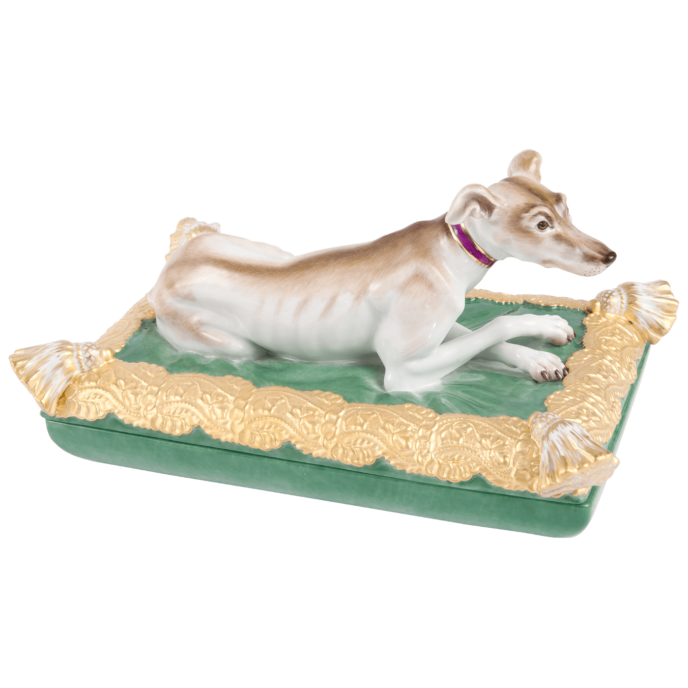 Figur Windhund auf Dose, H 10 cm | Meissen Limitierte Meisterwerke 900384 - 78987 - Meissen Weimar