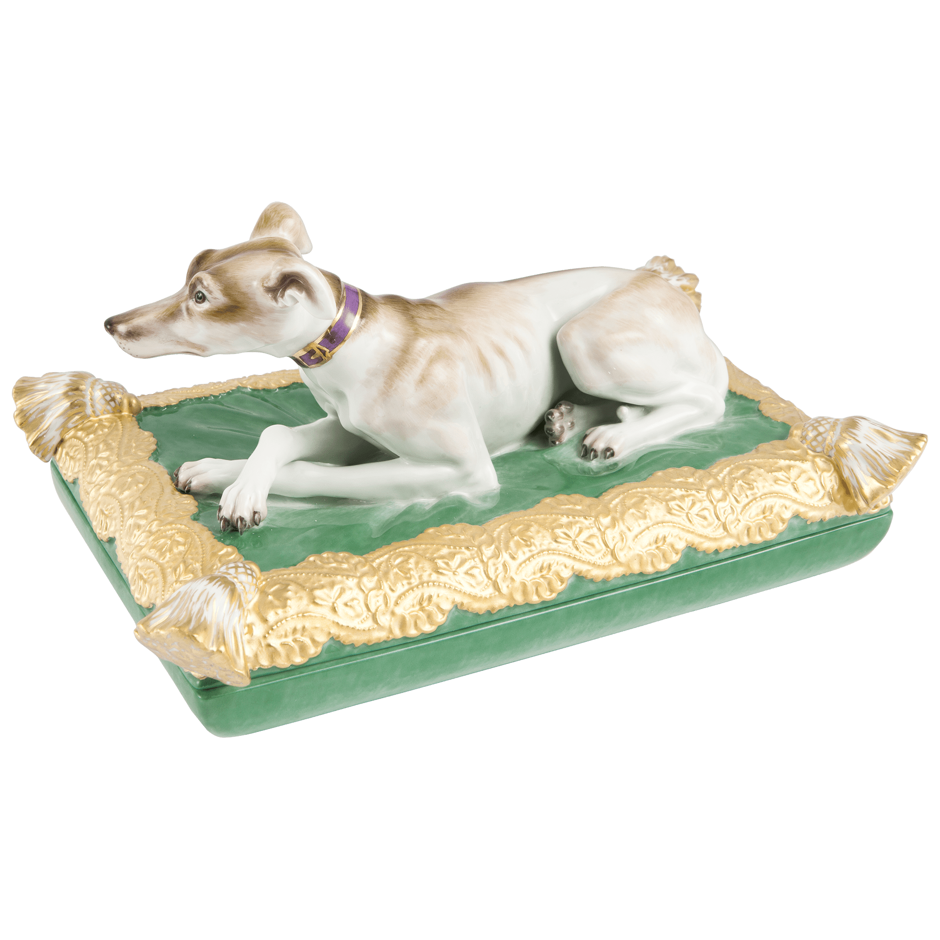 Figur Windhund auf Dose, H 10 cm | Meissen Limitierte Meisterwerke 900384 - 78987 - Meissen Weimar