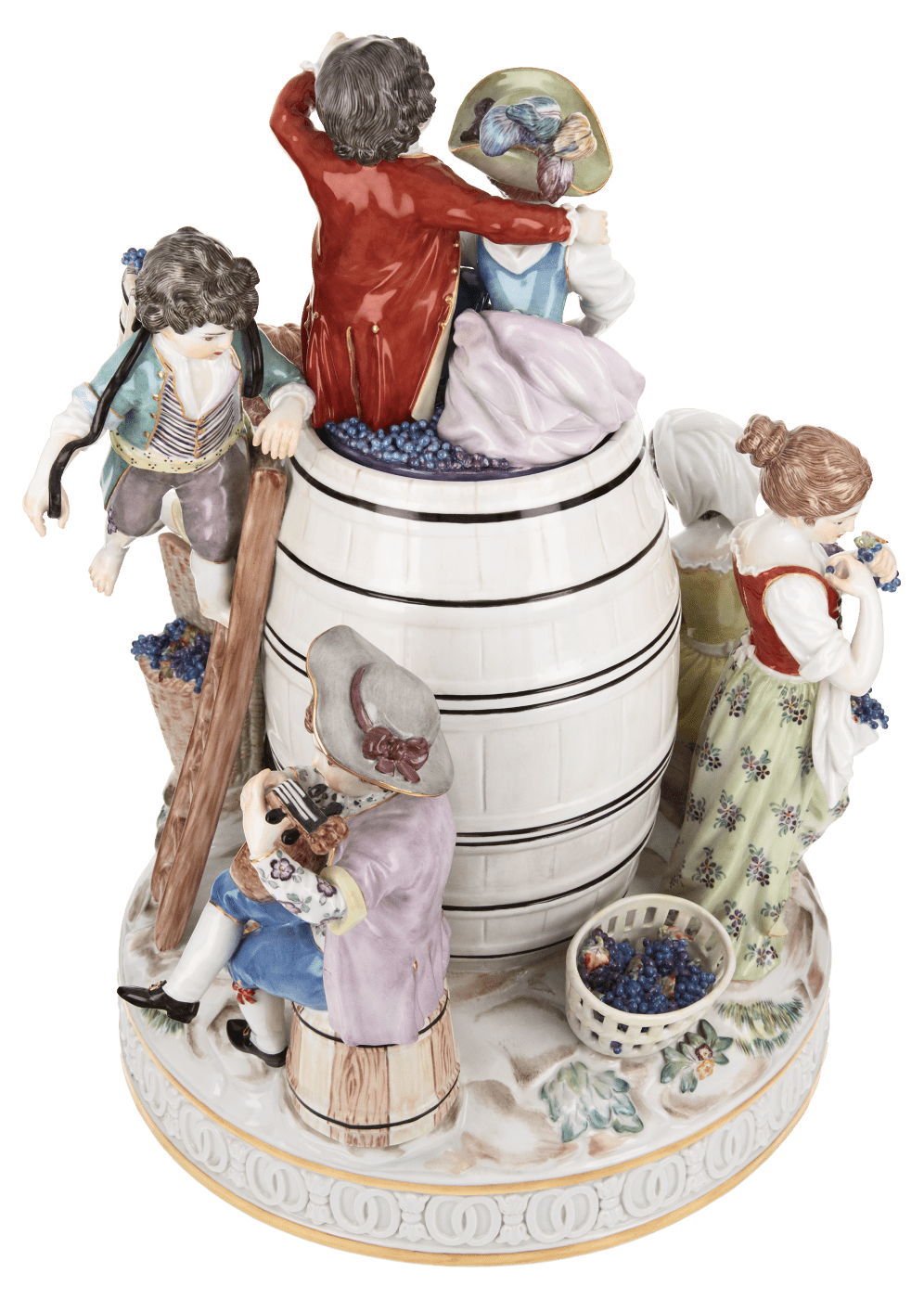 Figur Winzergruppe Weinlese, 7 Figuren mit Fass, H 30,5 cm | Meissen Exklusiv - Kollektion 900380 - 61274 - Meissen Weimar