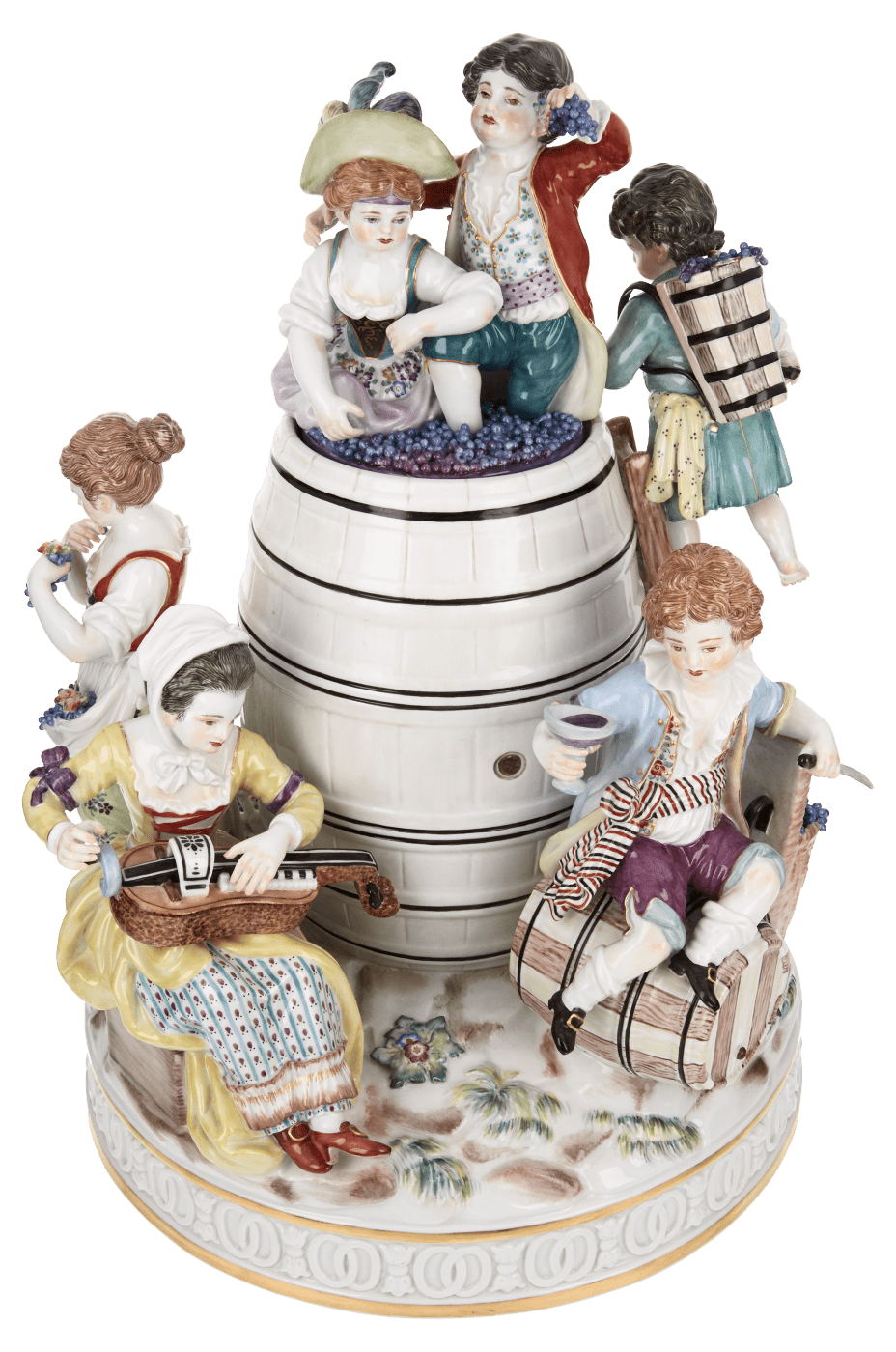 Figur Winzergruppe Weinlese, 7 Figuren mit Fass, H 30,5 cm | Meissen Exklusiv - Kollektion 900380 - 61274 - Meissen Weimar