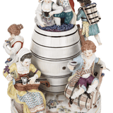 Figur Winzergruppe Weinlese, 7 Figuren mit Fass, H 30,5 cm | Meissen Exklusiv-Kollektion